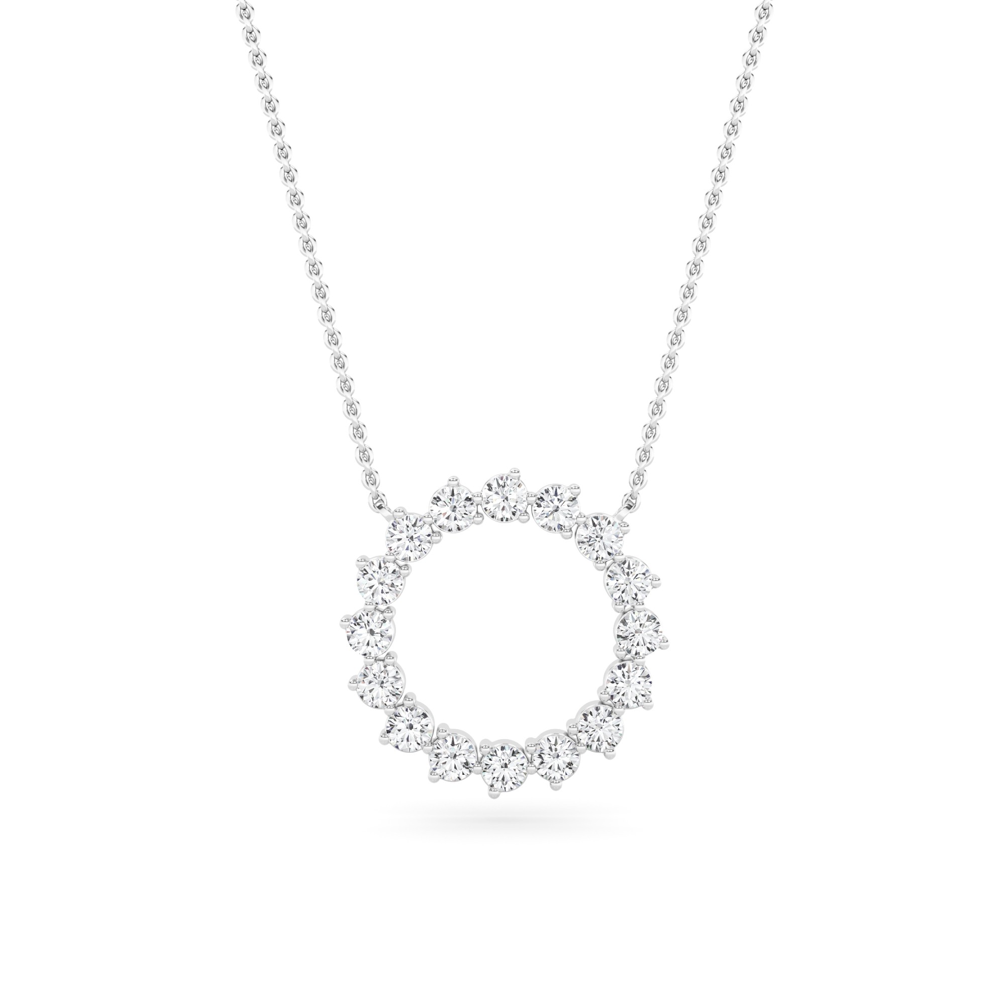 Sparkling Sunflame Prong Set Round Cut Diamond Circle Pendant Necklace with 18" Chain