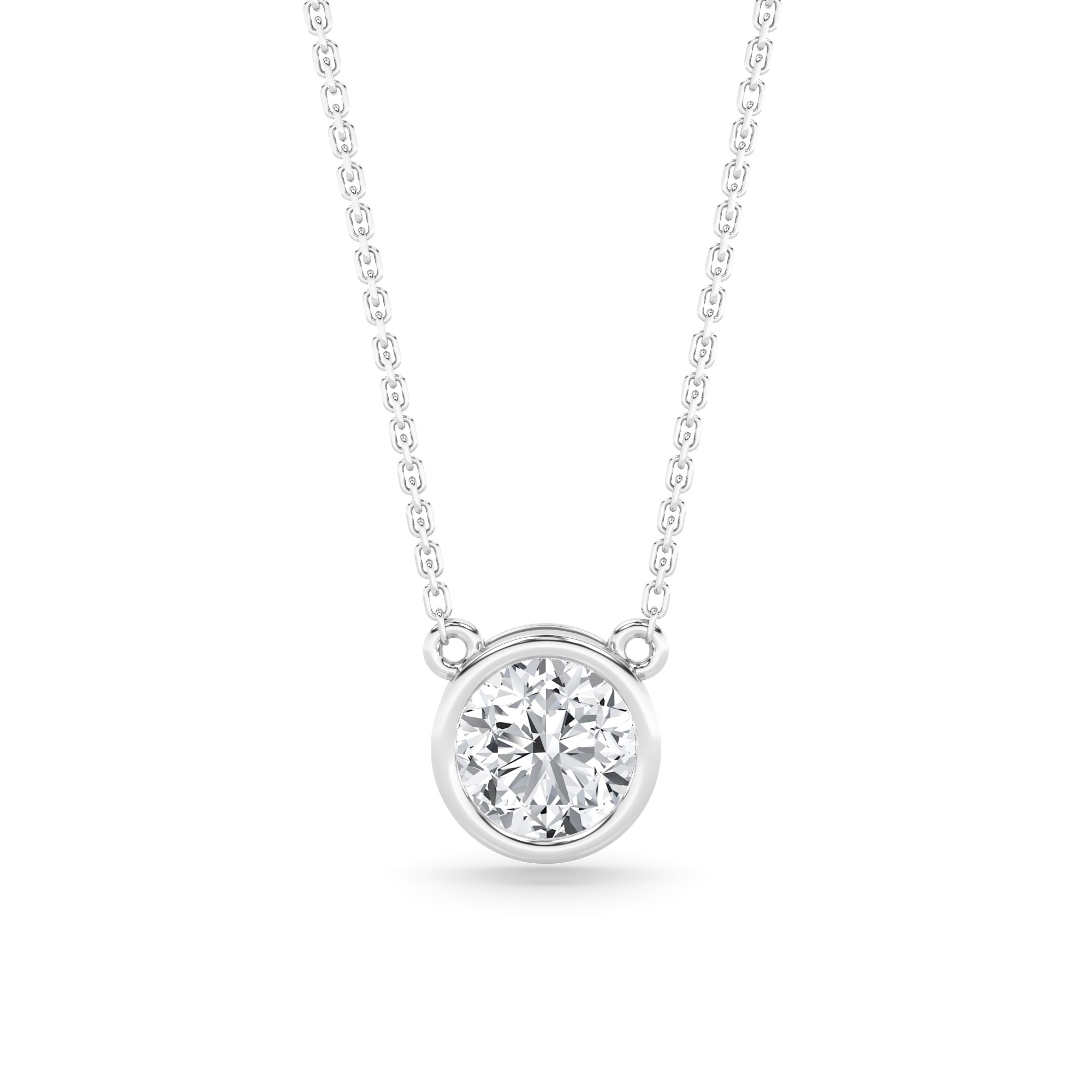 Classic Bezel Setting  Round Cut Diamond Solitaire Pendant Necklaces in 9K Yellow Gold