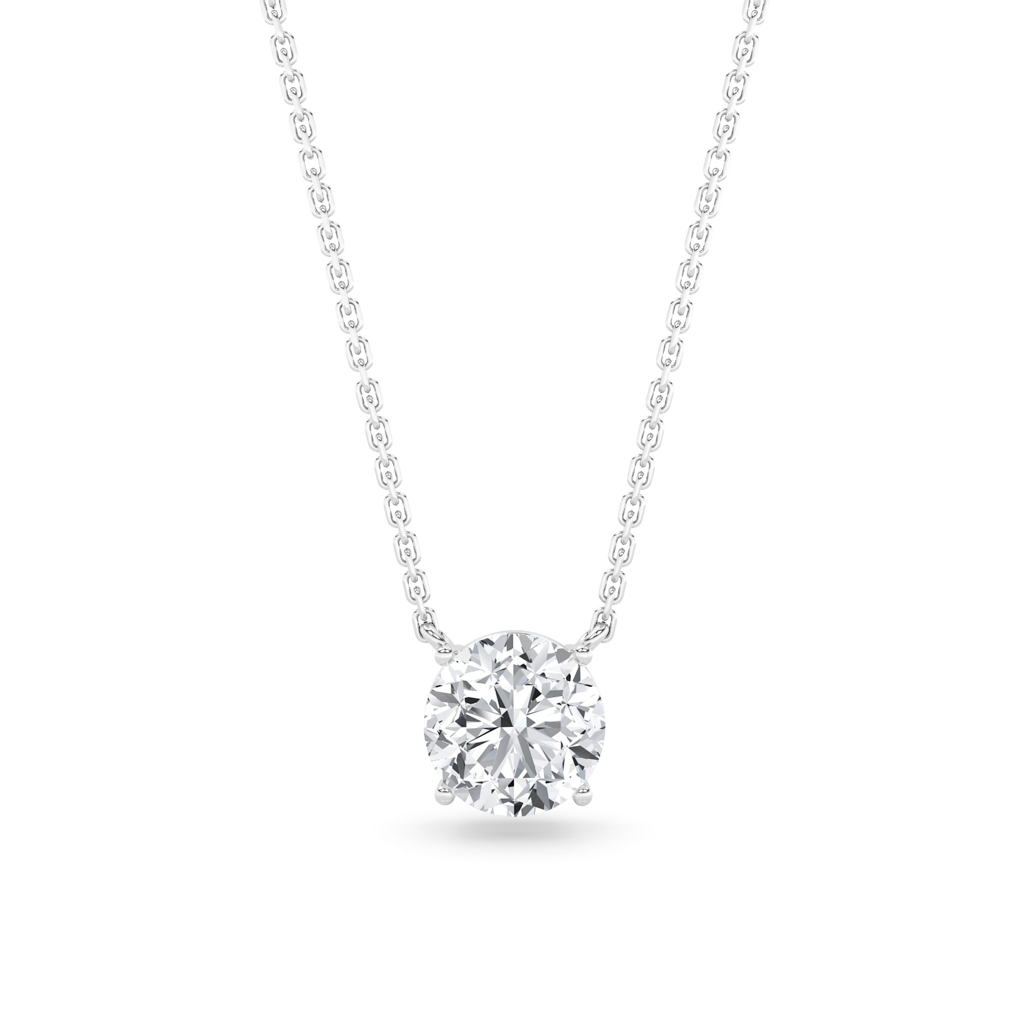 Basket Set 4 Claw Setting  Round Diamond Solitaire Pendant Necklaces in 9K White Gold