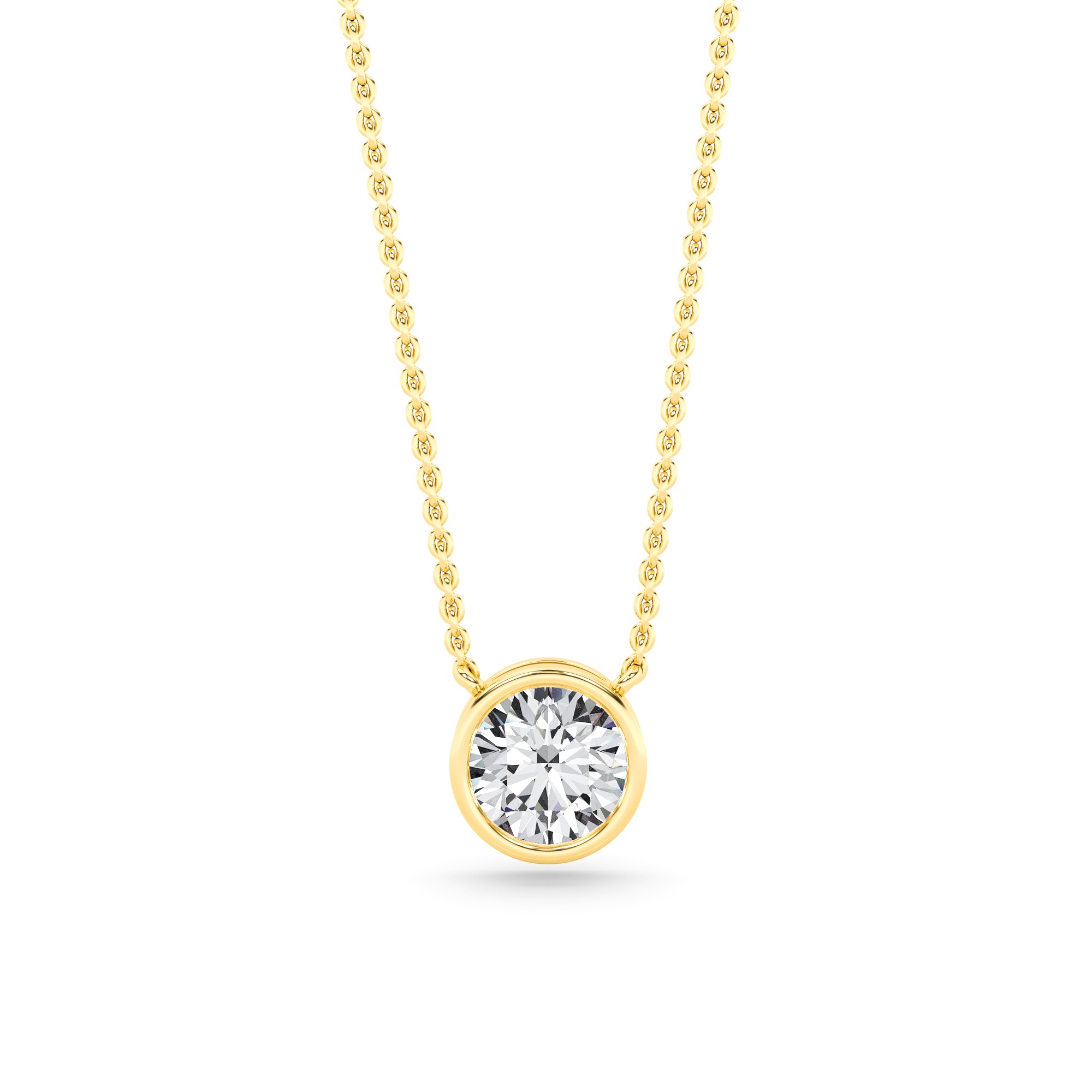 Classic Bezel Setting  Round Cut Diamond Solitaire Pendant Necklaces in 9K White Gold