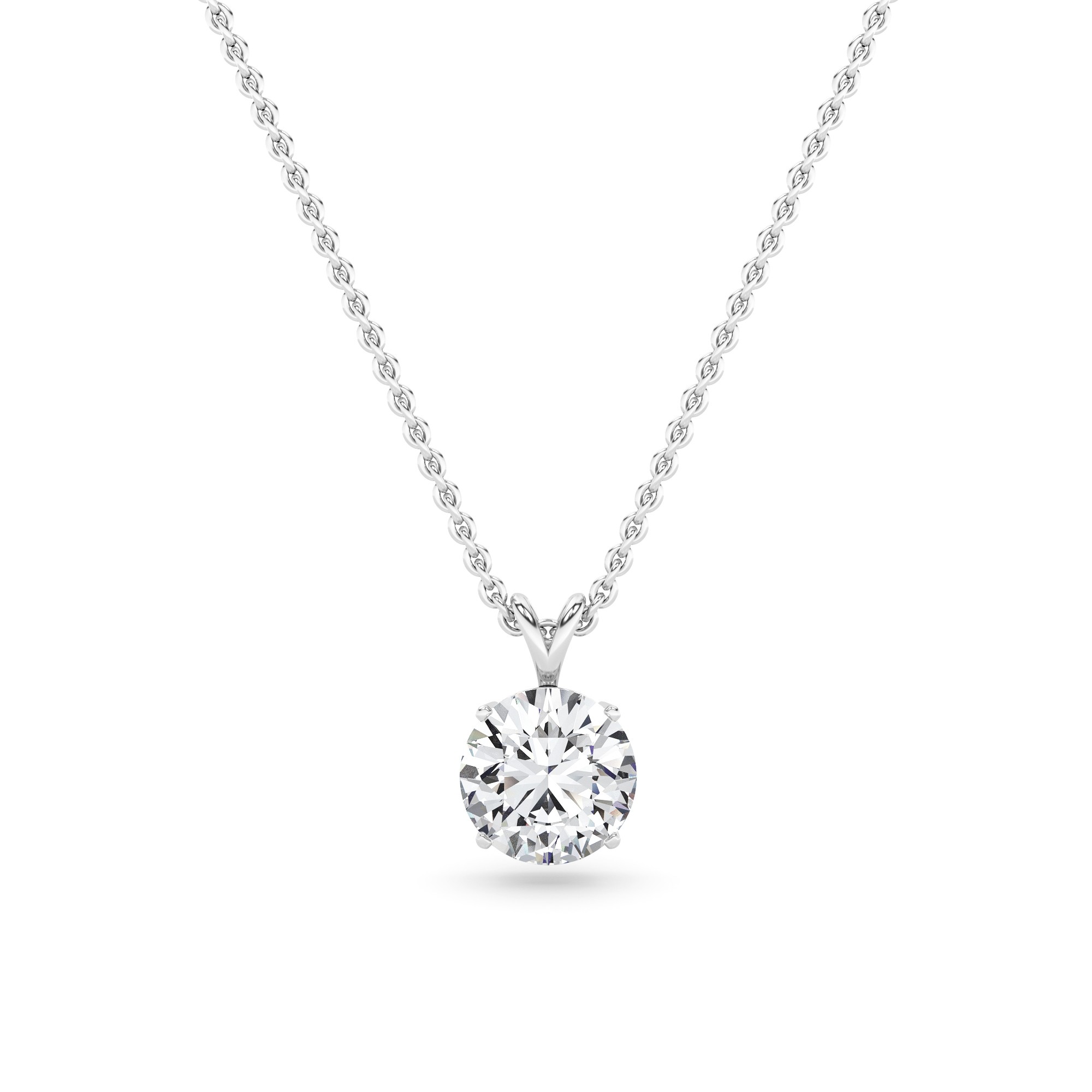 0.50ct VVS1-D Classic Split Bale Round Cut Diamond Solitaire Pendant Necklaces in 9K White Gold with 18" Chain