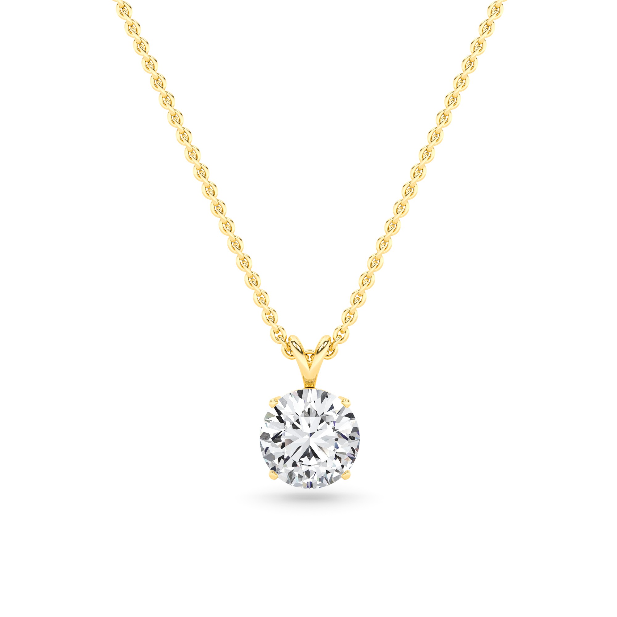 0.75ct VVS1-D Classic Split Bale Round Cut Diamond Solitaire Pendant Necklaces in 18K Yellow Gold with 18" Chain