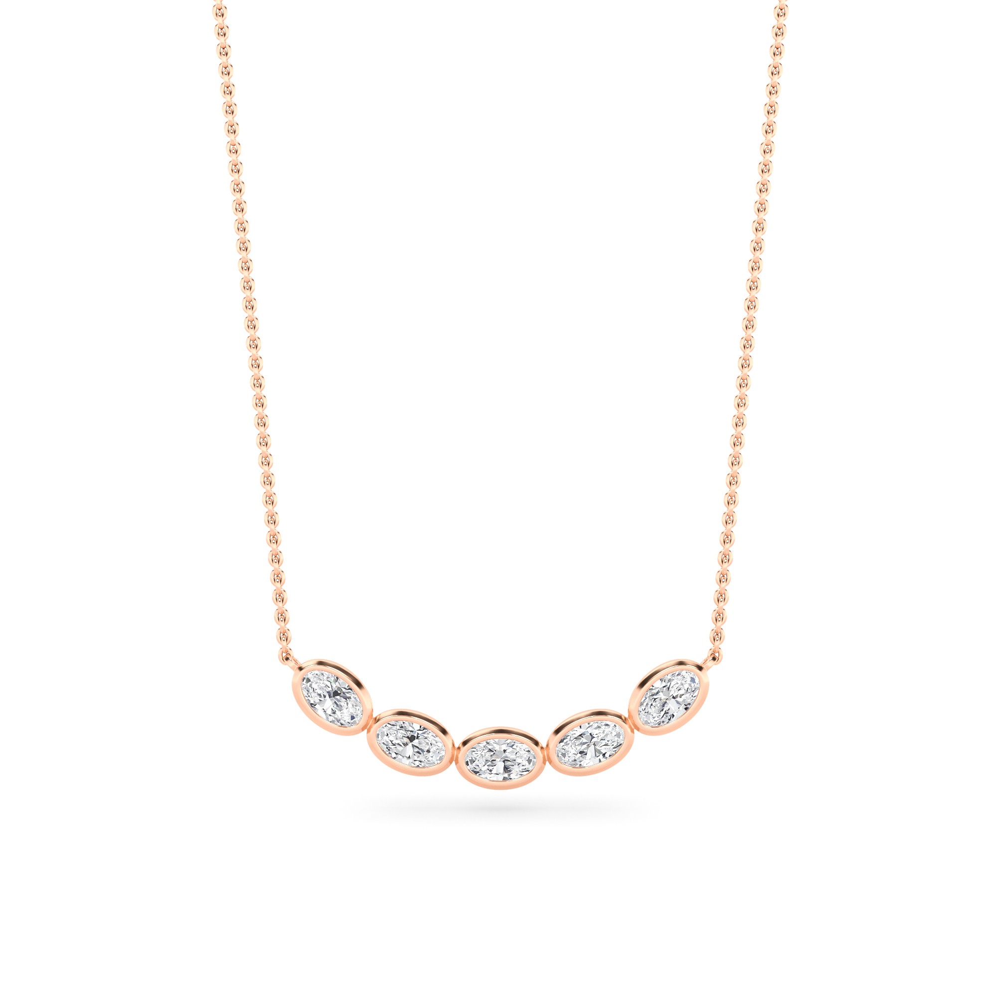 Classic Bezel Set Oval Cut Delicate Pendant In 9K Rose Gold