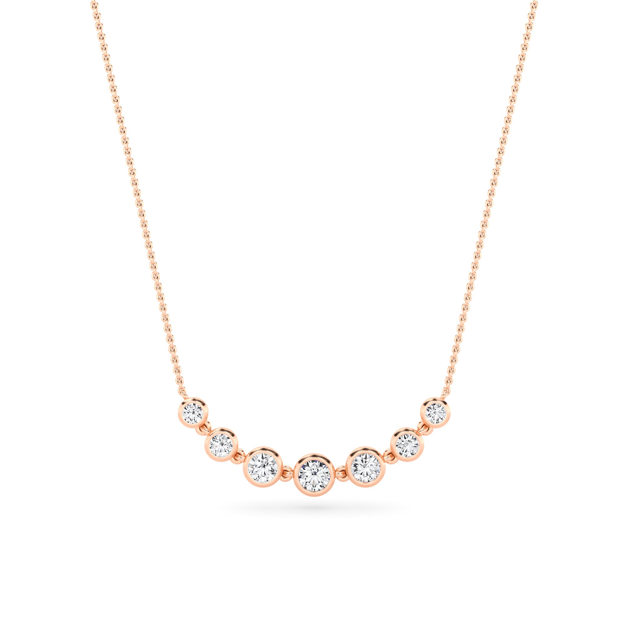 Classic Bezel Set Round Cut Delicate Pendant In 9K Rose Gold