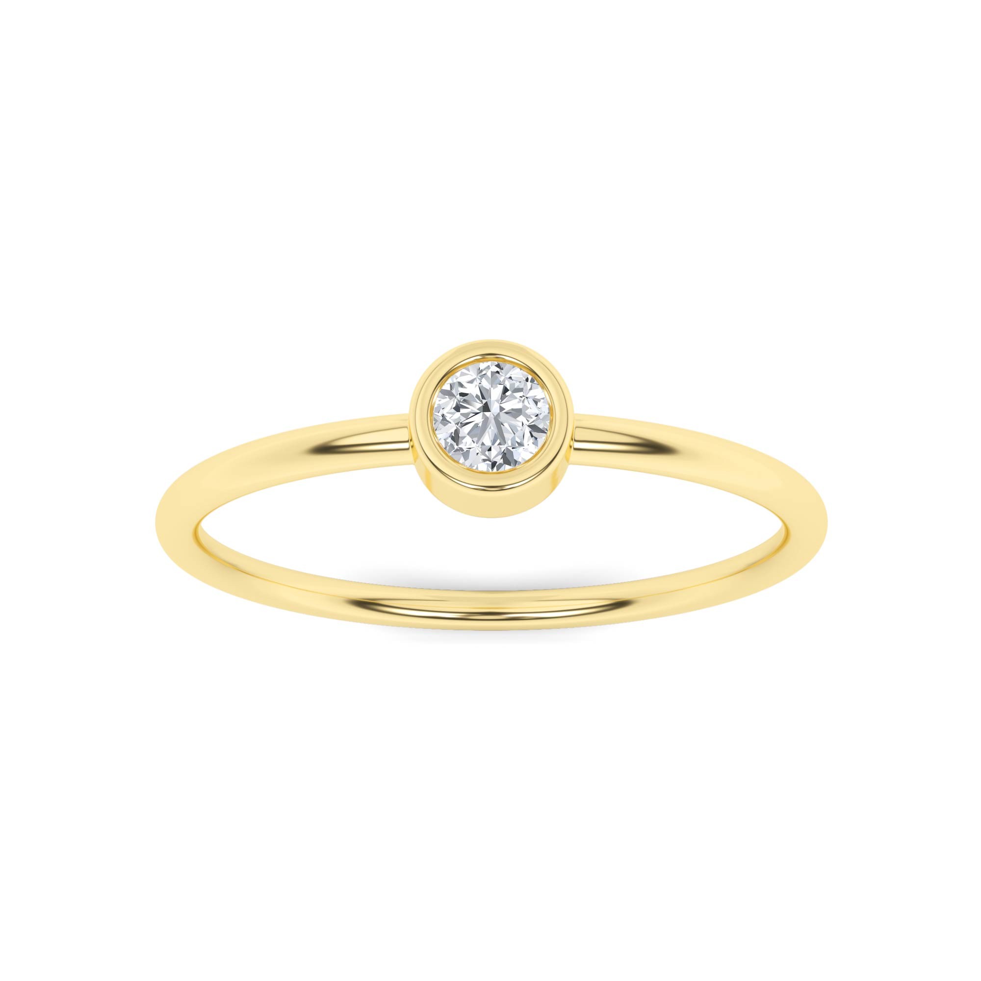 Everyday Wear Bezel Set Round Cut Diamond Delicate Engagement Ring in 9K White Gold