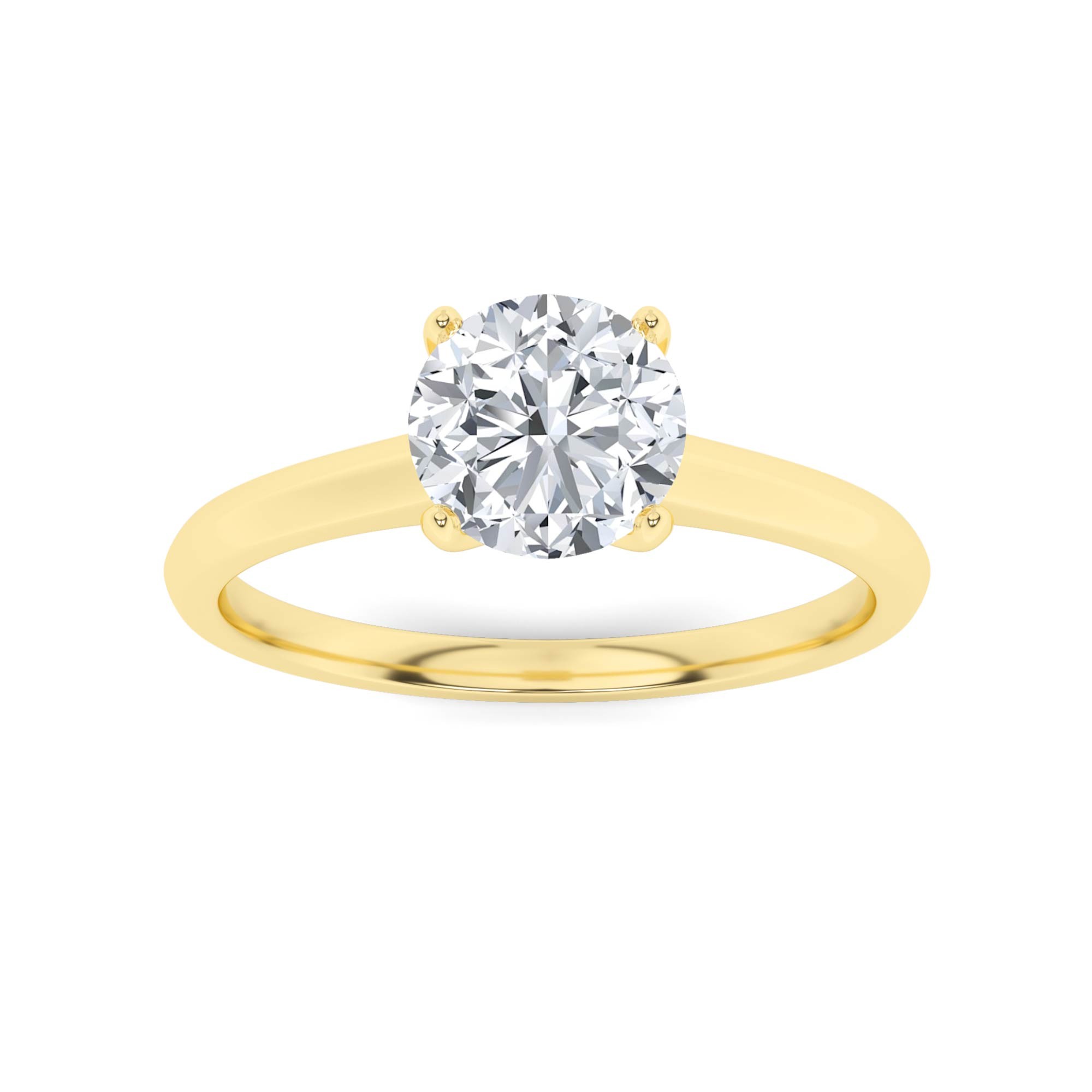 Promise  4 Prong Round Cut Diamond Classic Engagement Ring in 9K Yellow Gold