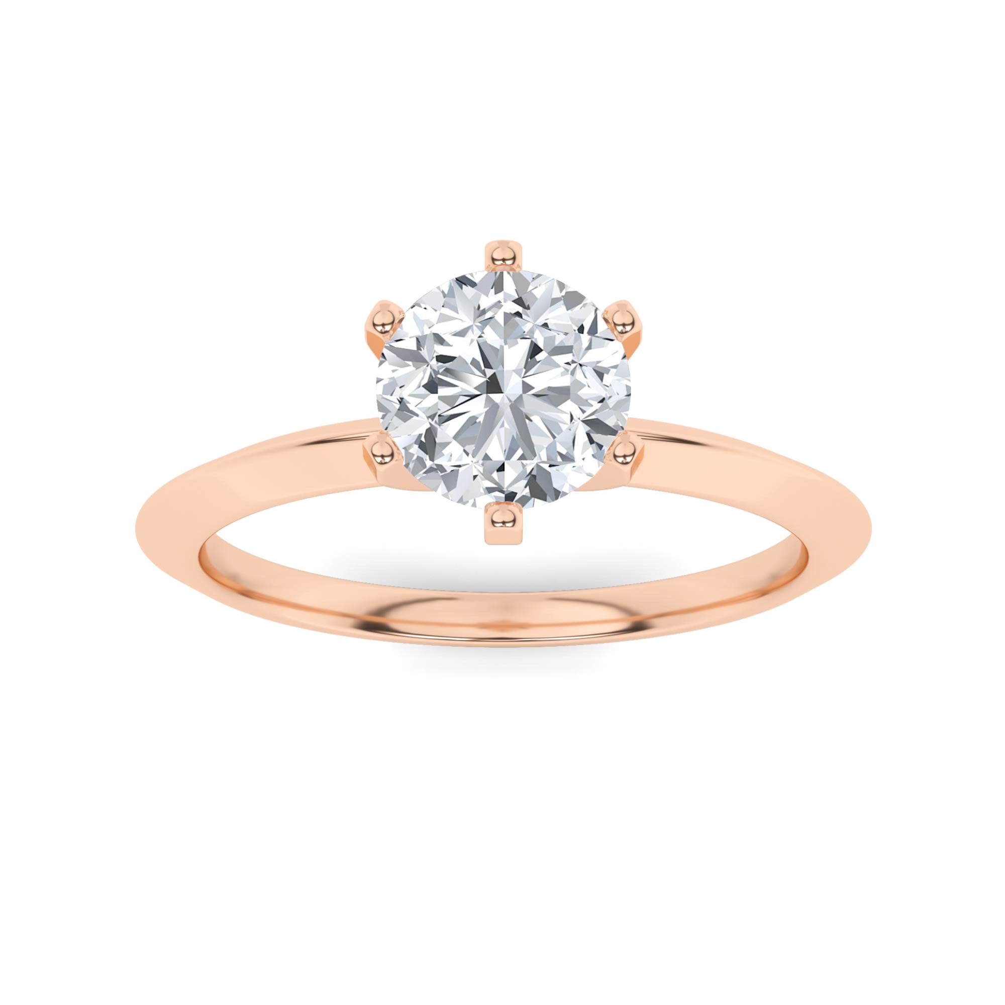 Classic Knife Edge Band 6 Claw Round Cut  Diamond Engagement Ring in 9K White Gold