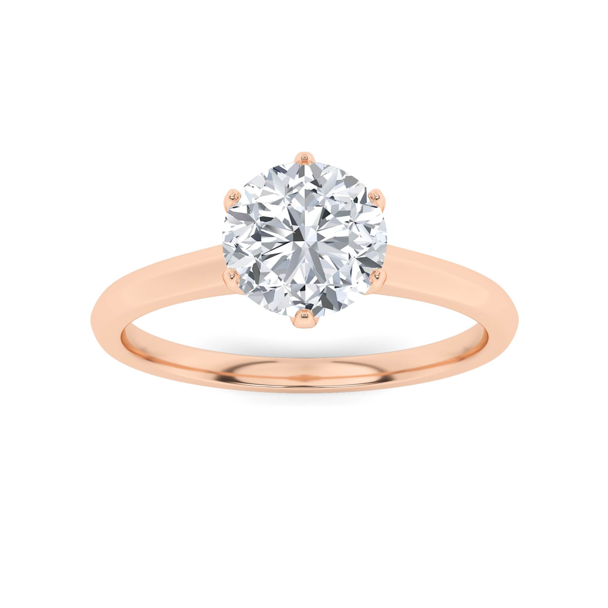 Promise  Prong Set Round Cut Diamond Classic Engagement Ring in 9K Rose Gold