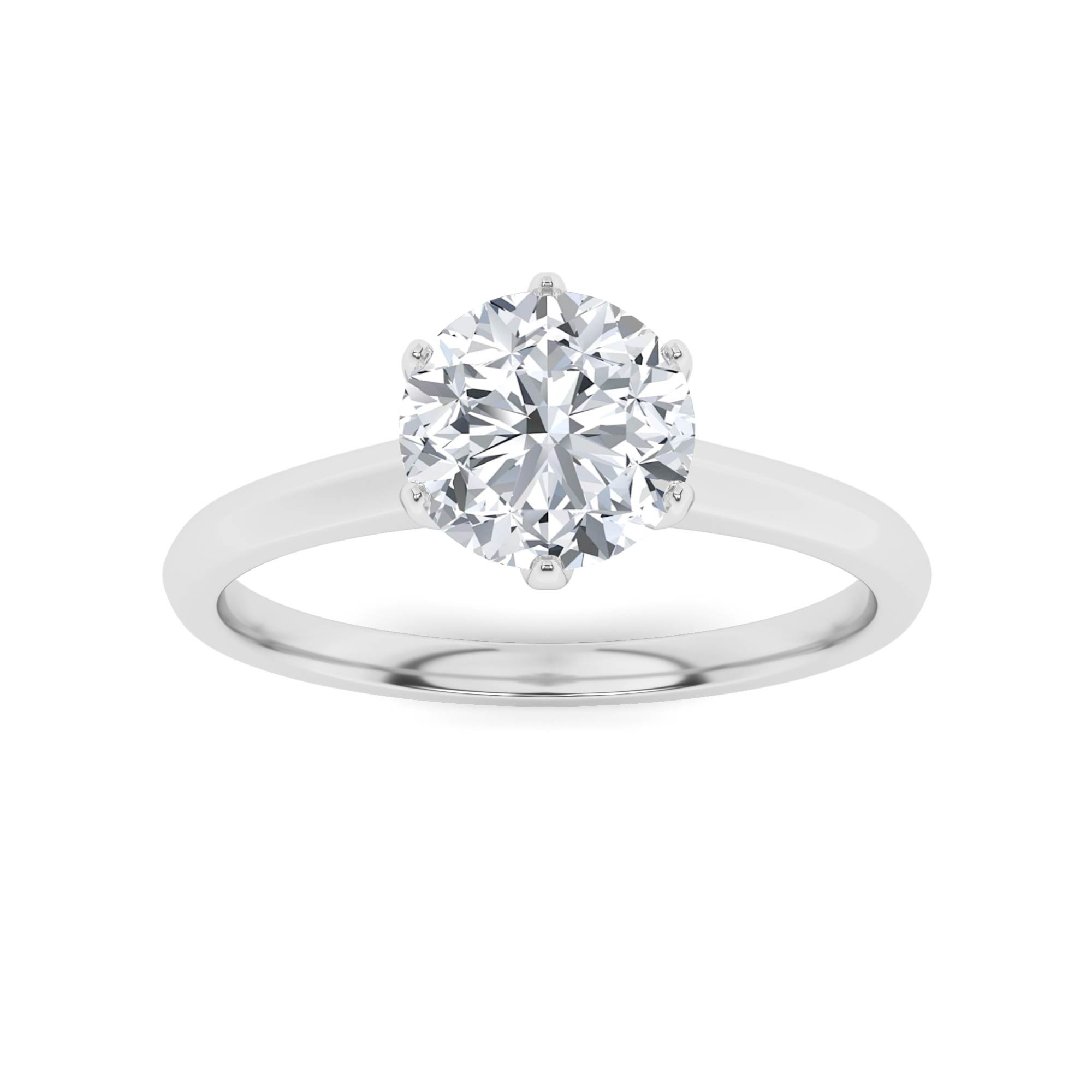Promise  6 Prong Round Cut Diamond Classic Engagement Ring in 9K White Gold