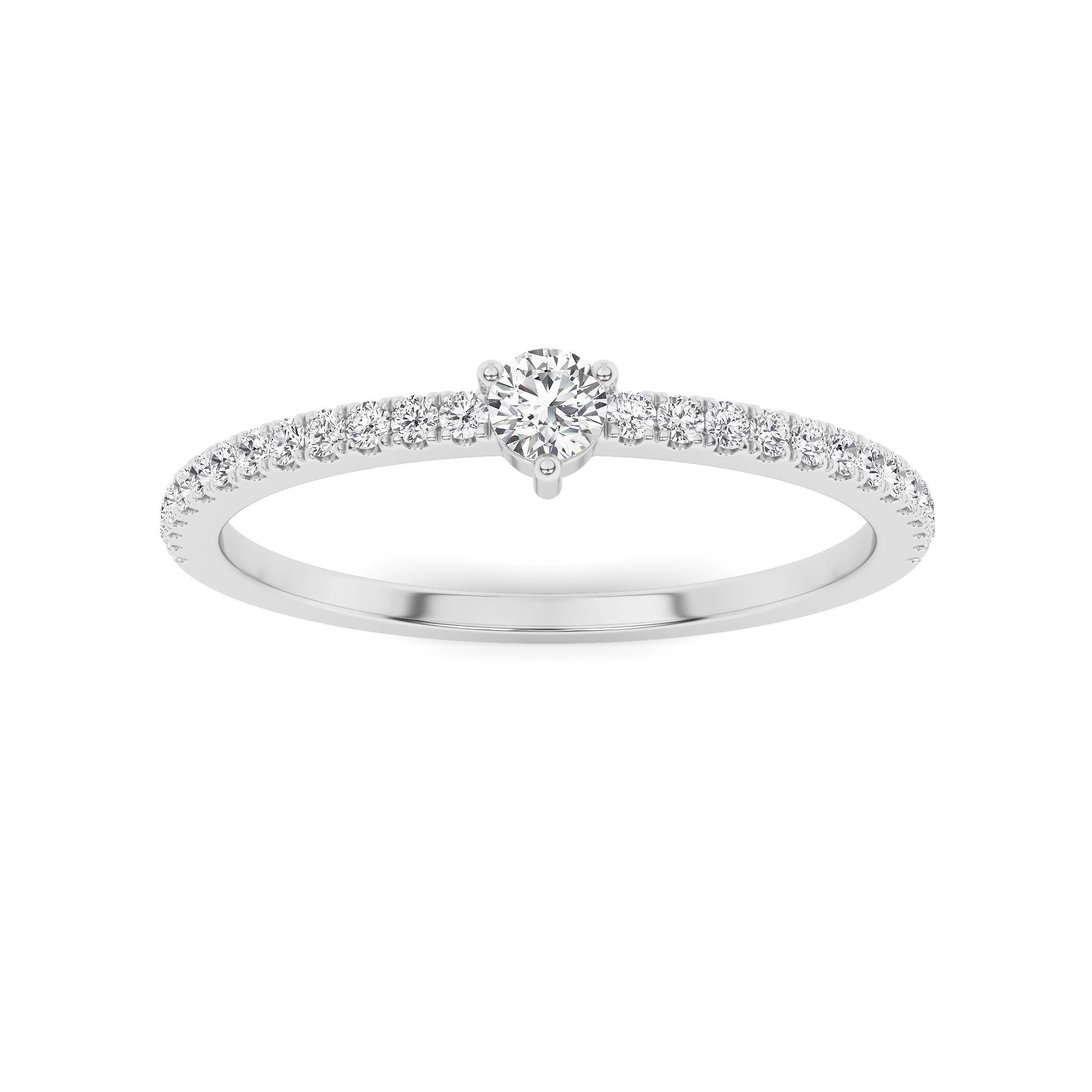 Classic Small Set Round Cut Side Stone Engagement Ring