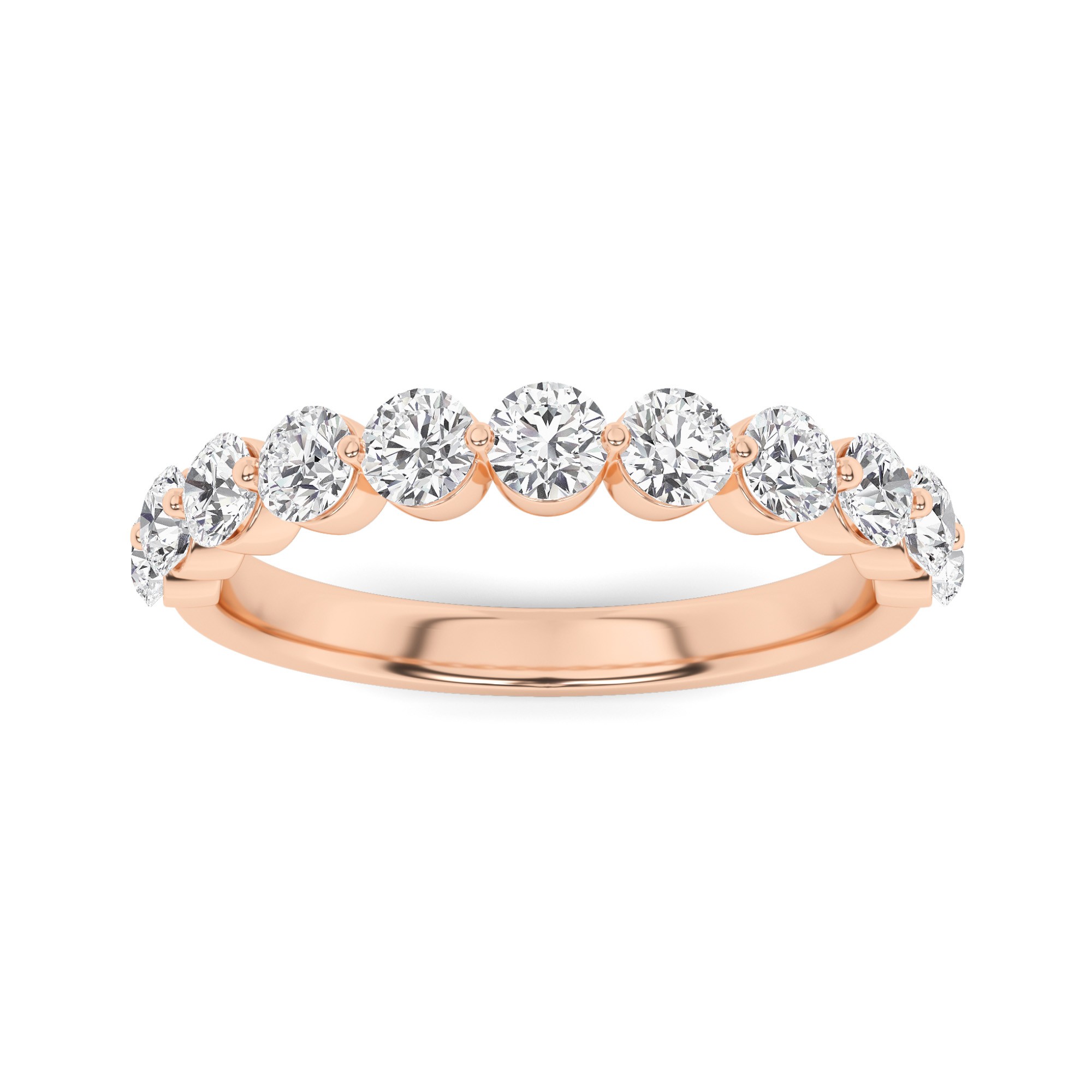 Shared Claw Set Half Eternity Wedding Ring In 9K White Gold