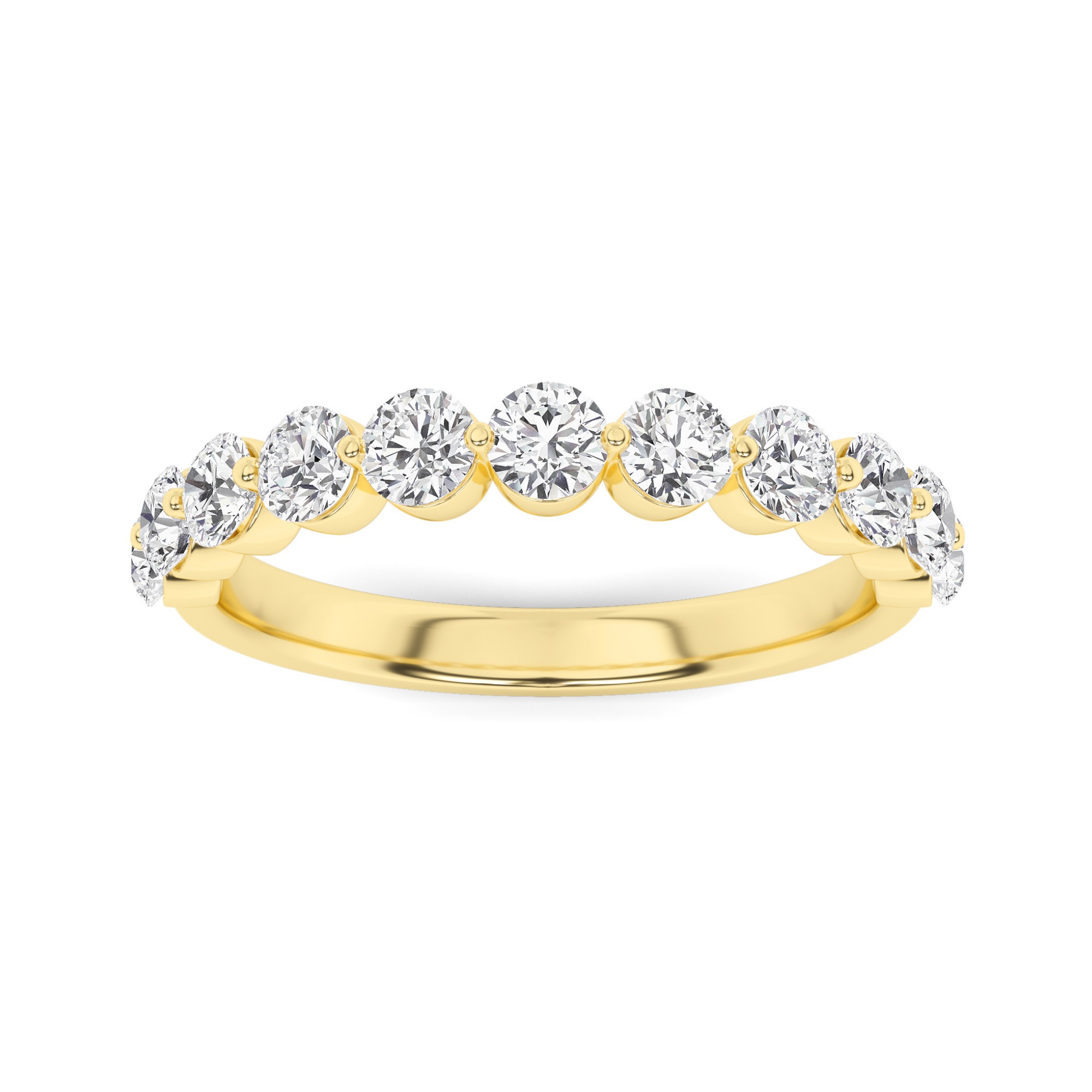 Shared Claw Set Half Eternity Wedding Ring In 9K White Gold