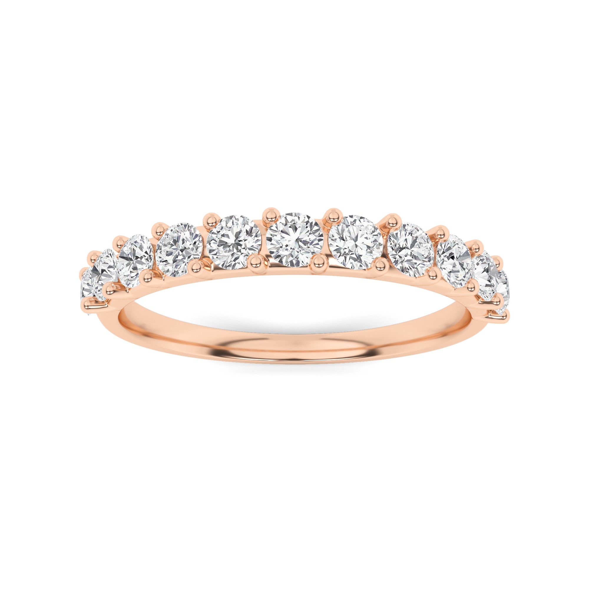 4 Prong Unique Style Round Cut Half Eternity Wedding Band