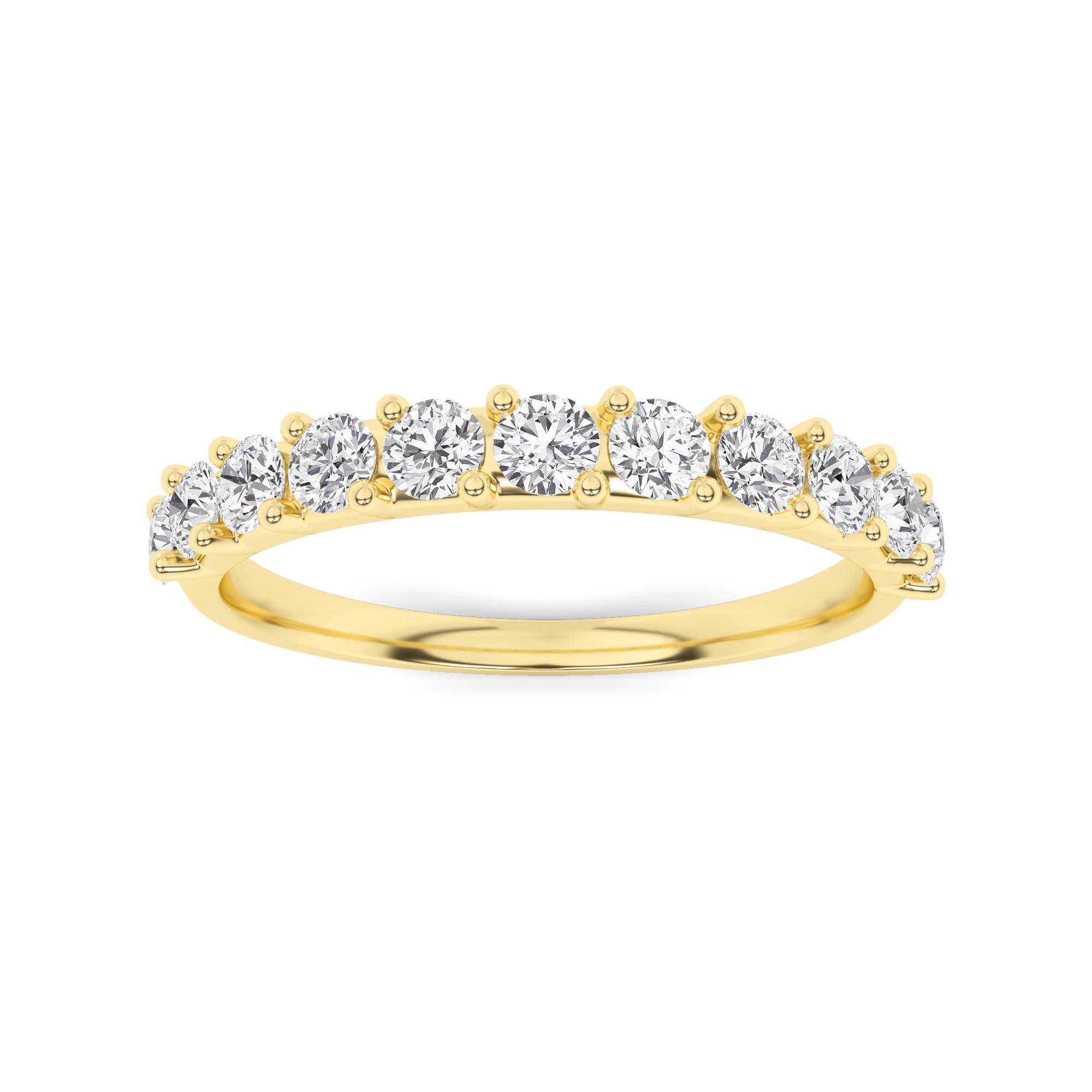 4 Prong Unique Style Round Cut Half Eternity Wedding Band