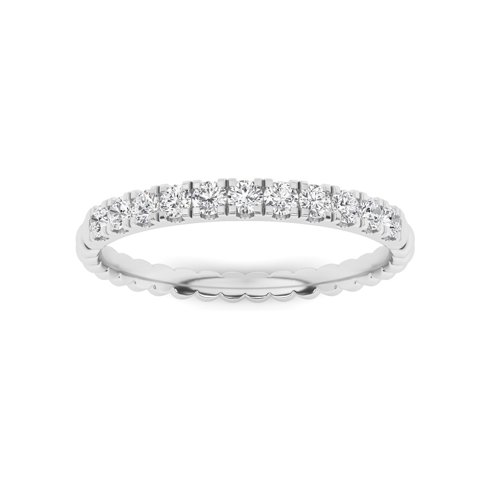 4 Prong Round Curvy Stackable Fashion Half Eternity Ring