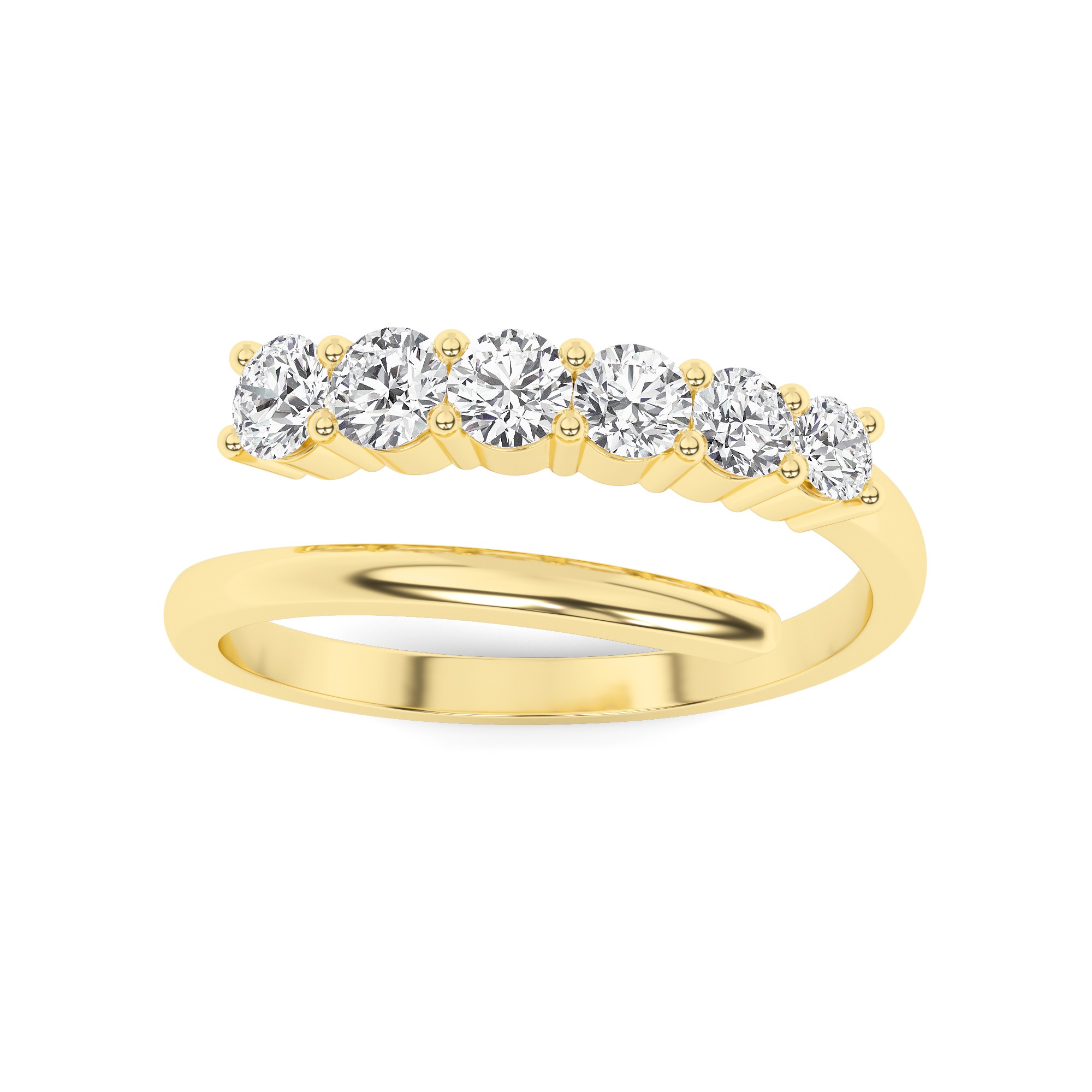 Six Stone 4 Prong Spiral Half Eternity Ring In 9k White Gold