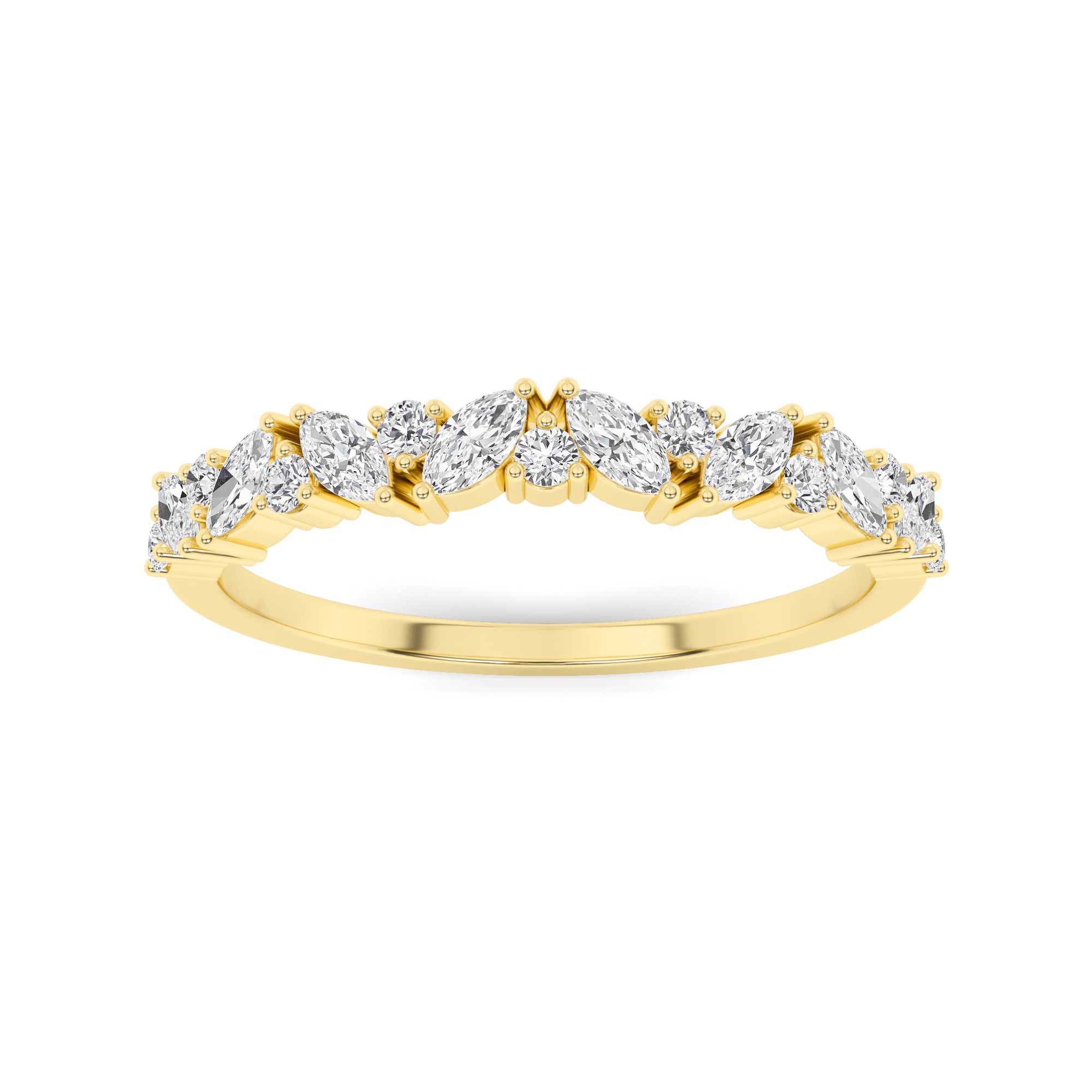 4 Prong Round With Marquise Diamond Half Eternity Band