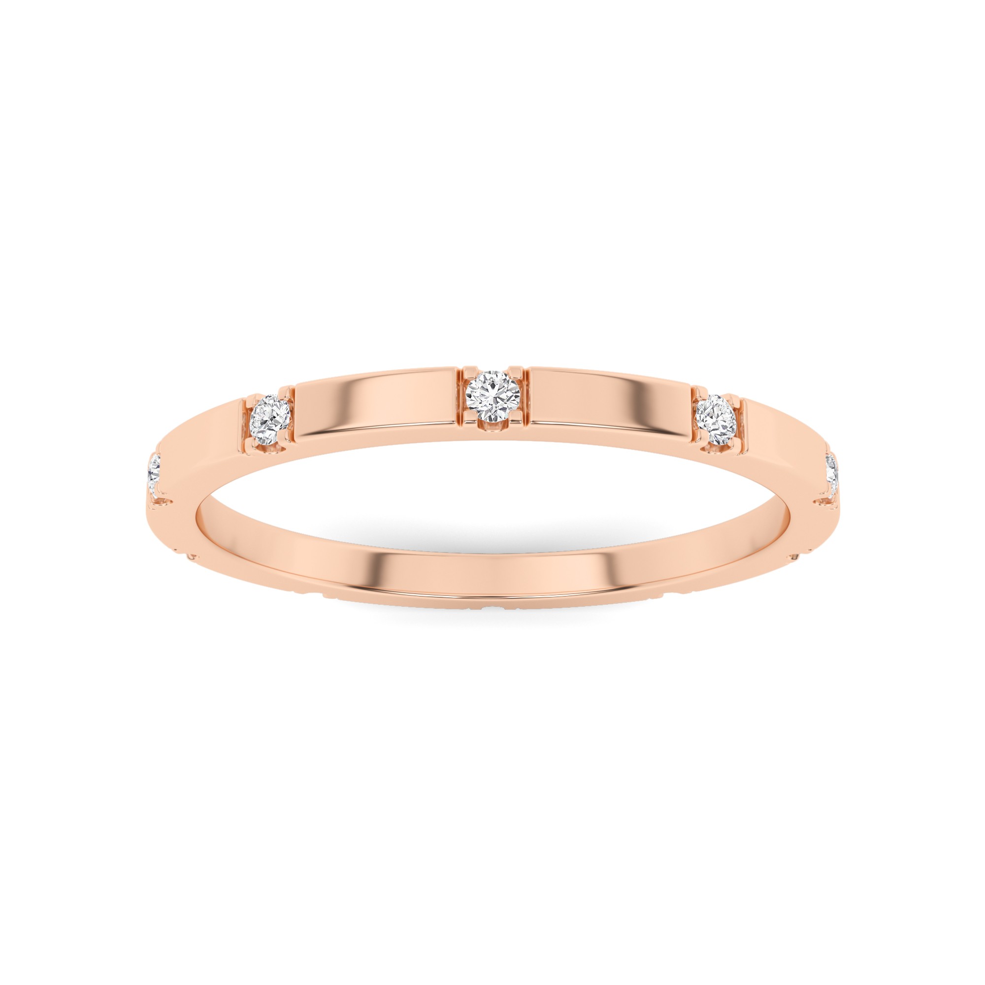 4 Proung Round Court Full Eternity Ring In 9K White Gold