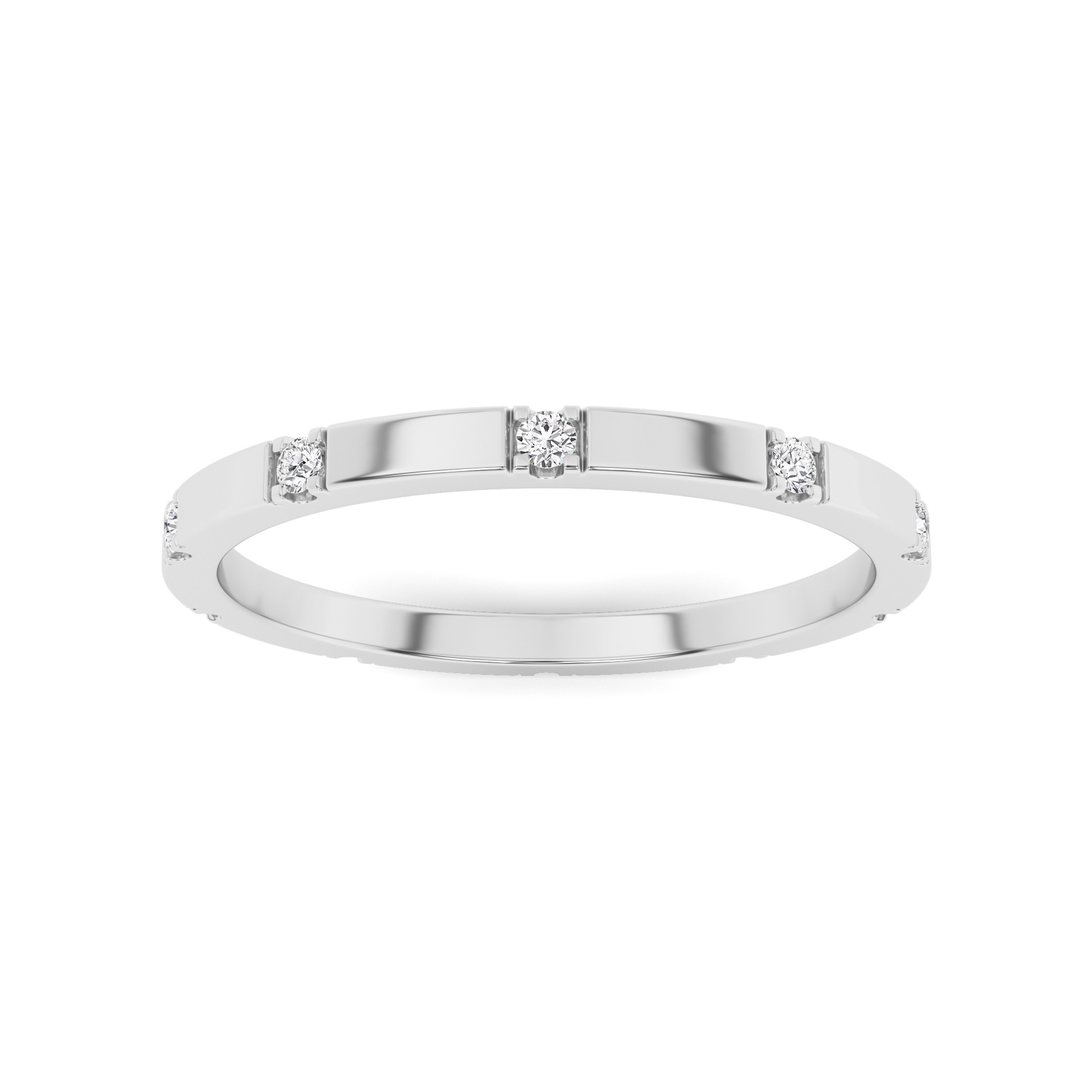 4 Proung Round Court Full Eternity Ring In 9K White Gold