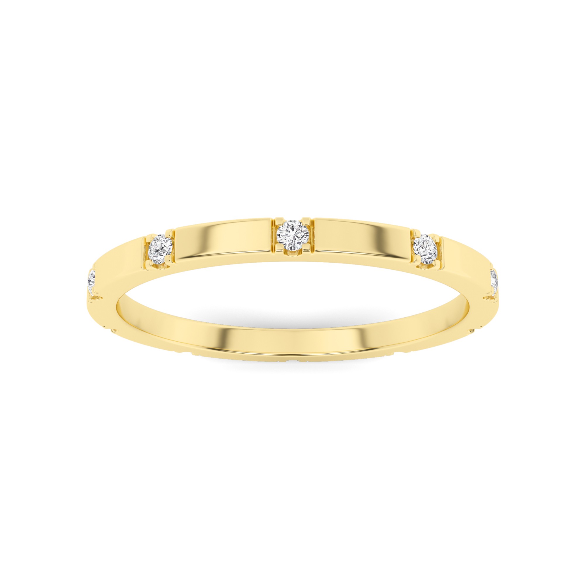 4 Proung Round Court Full Eternity Ring In 9K White Gold