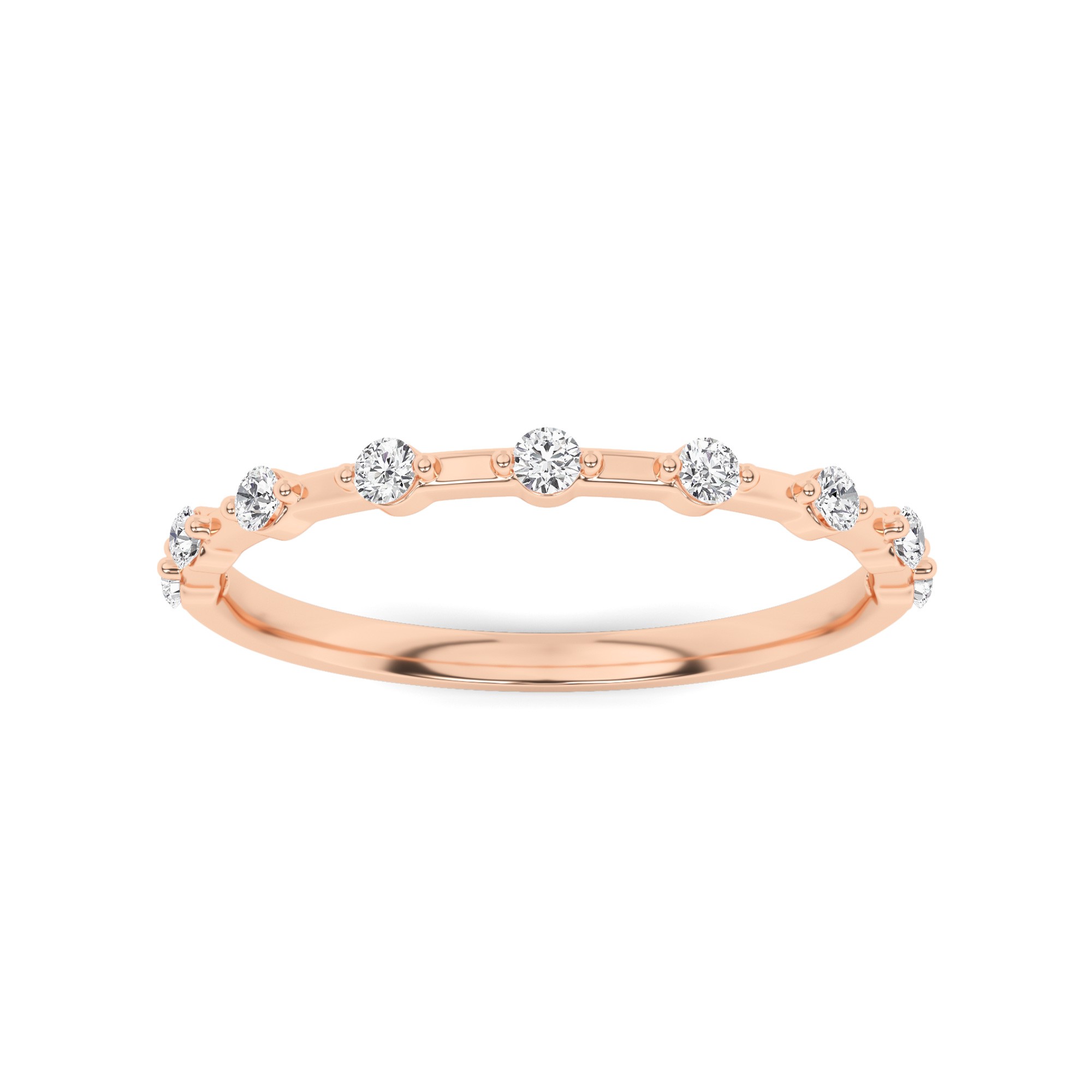 Minimalist Prong Setting Half Eternity Wedding Band
