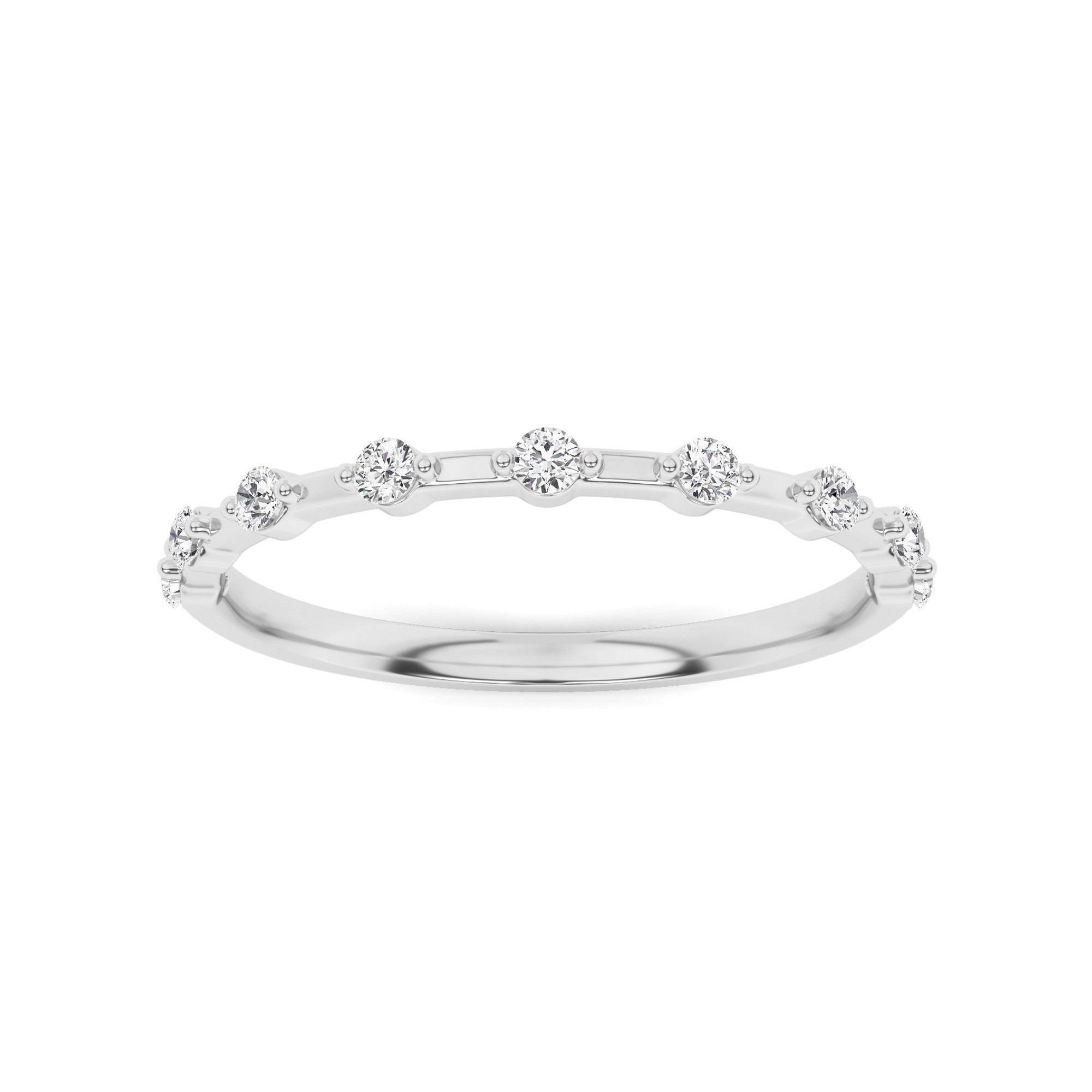 Minimalist Prong Setting Half Eternity Wedding Band