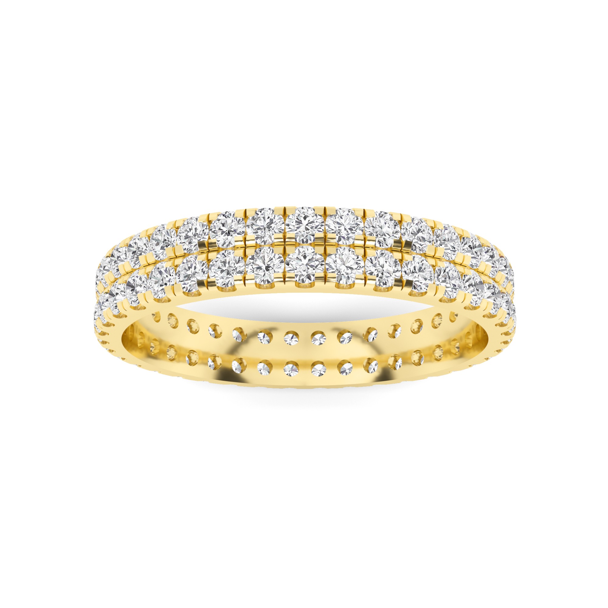 Two Row 4 Prong Full Eternity Wedding Band In 9K White Gold