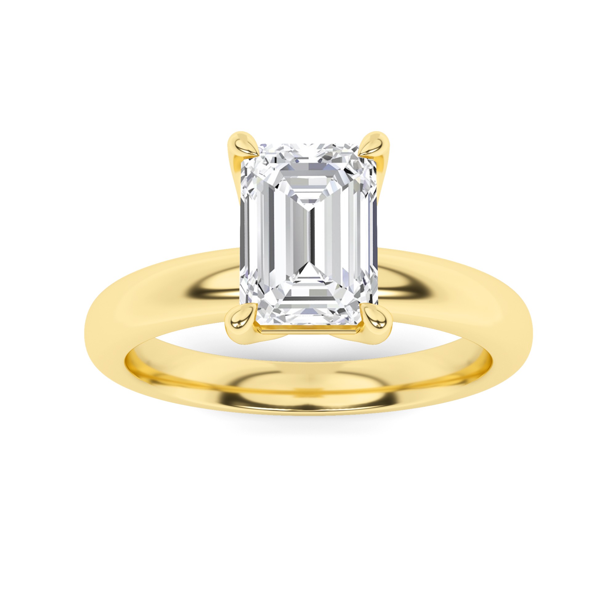 Modern Heavy Shank 6 Claw Round Cut Diamond Engagement Ring in 9K Yellow Gold