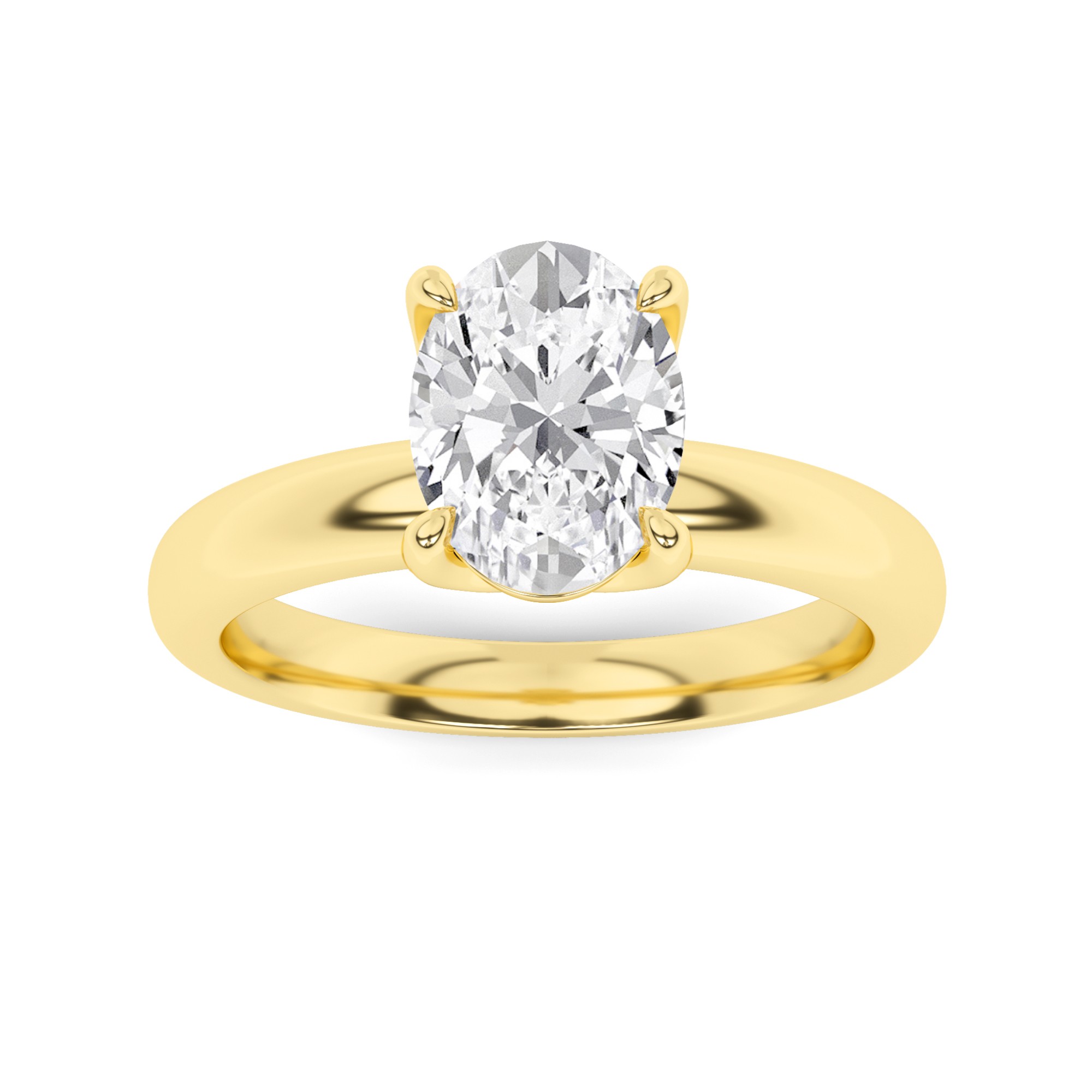 Modern Heavy Shank 6 Claw Round Cut Diamond Engagement Ring in 9K Yellow Gold