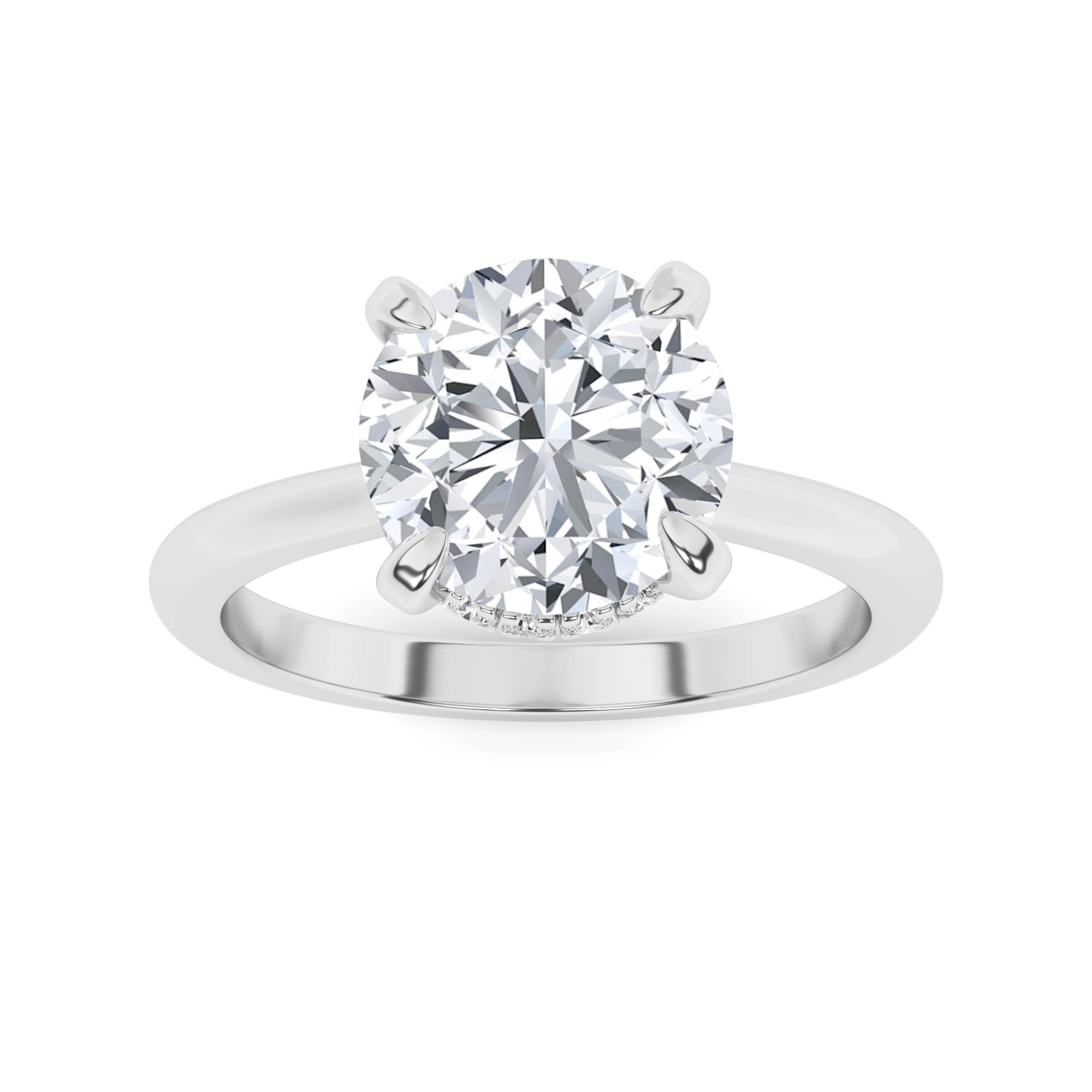 Prong Set Round Diamond Halo Engagement Ring