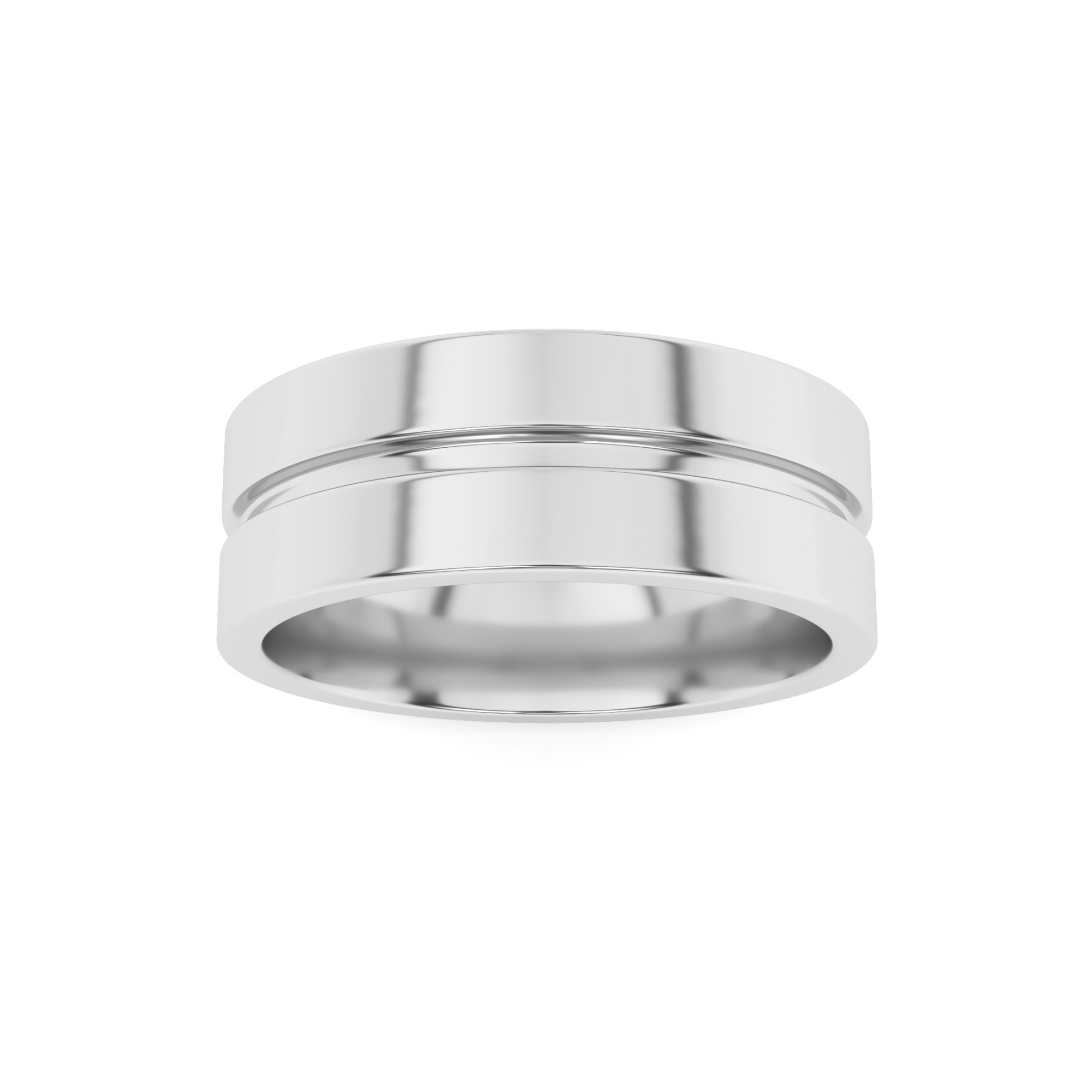 Classic Flat Court Plain Wedding Band in 9K White Gold