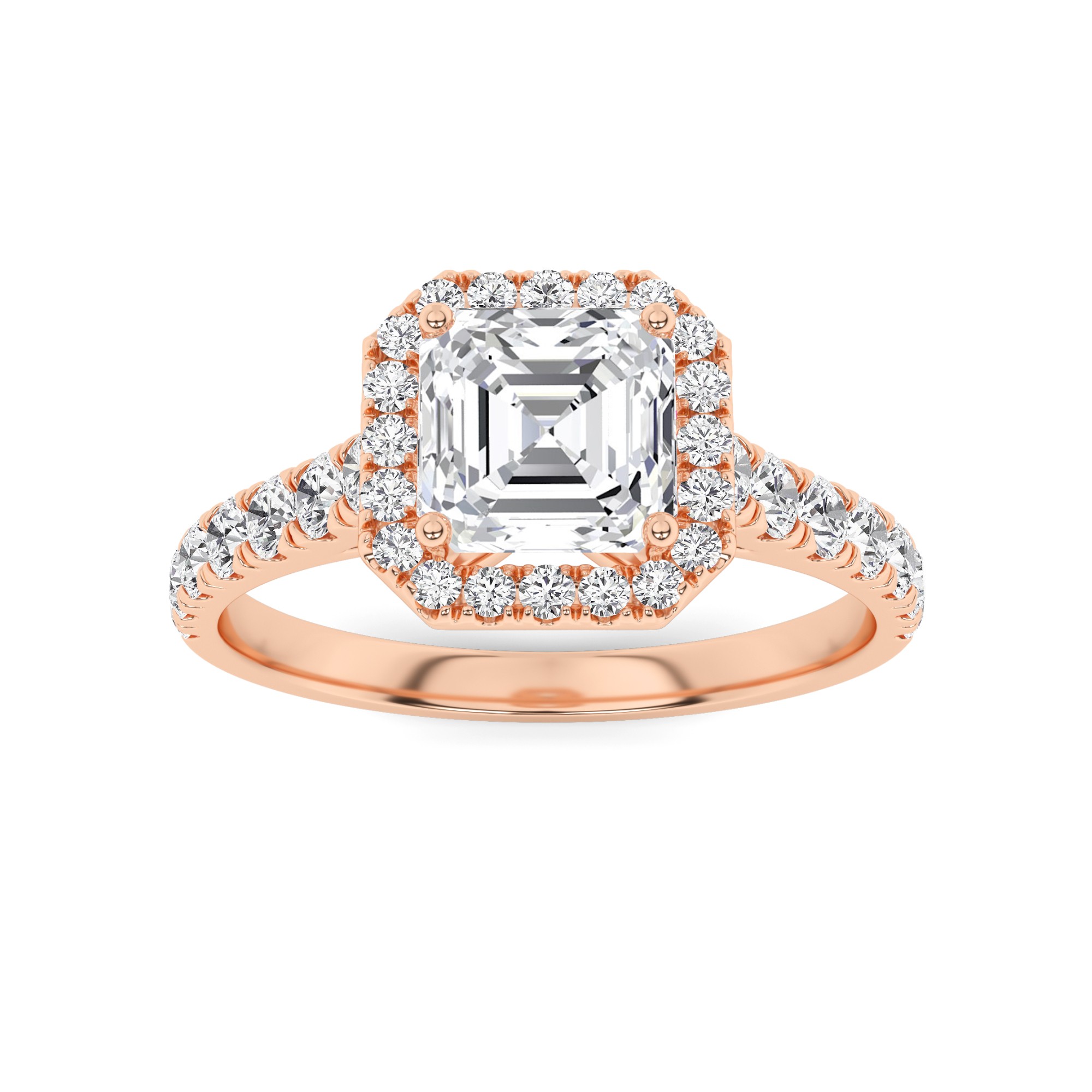Everlasting Round Cut  Diamond Halo  Engagment Ring in 9K Rose Gold