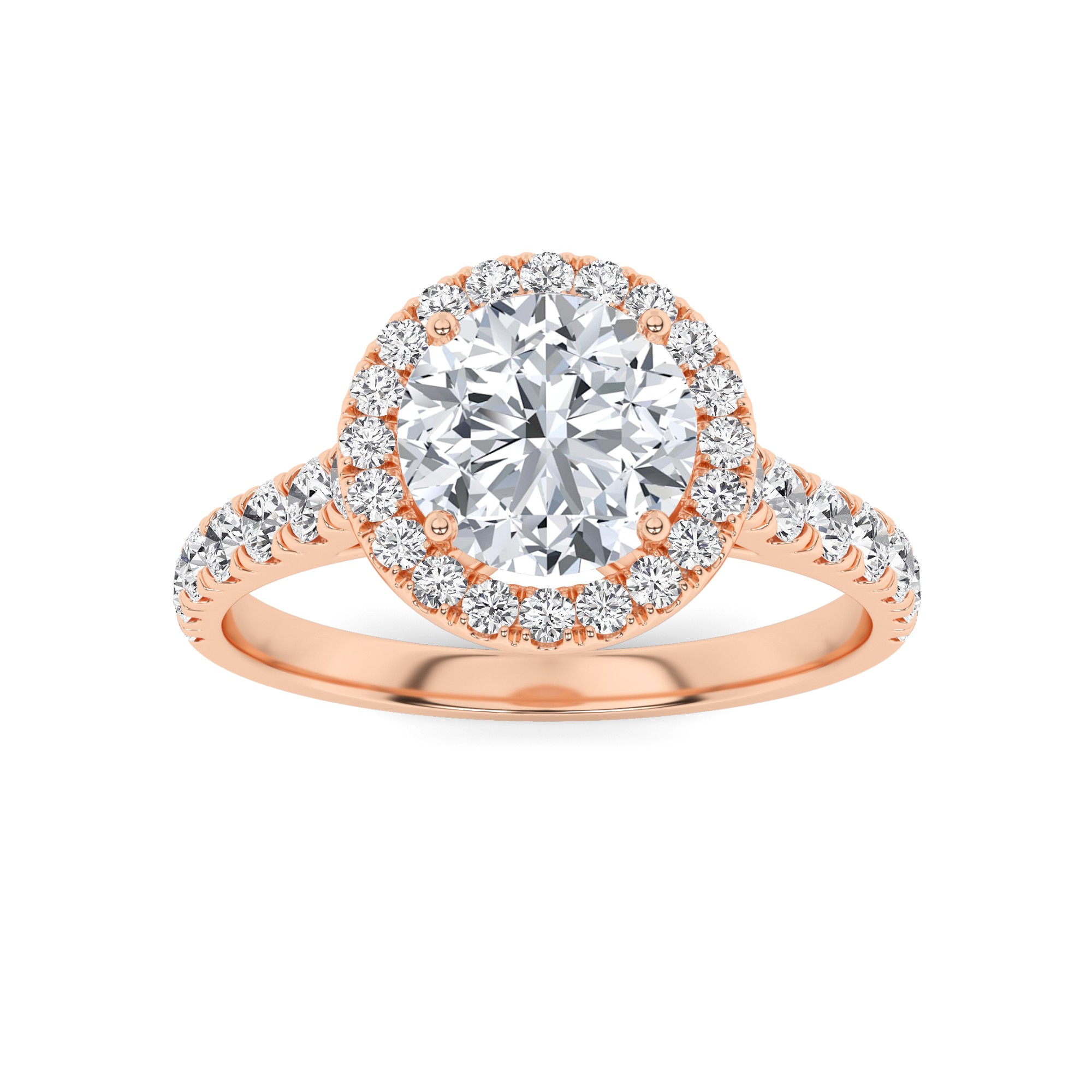 Everlasting Round Cut  Diamond Halo  Engagment Ring in 9K Rose Gold