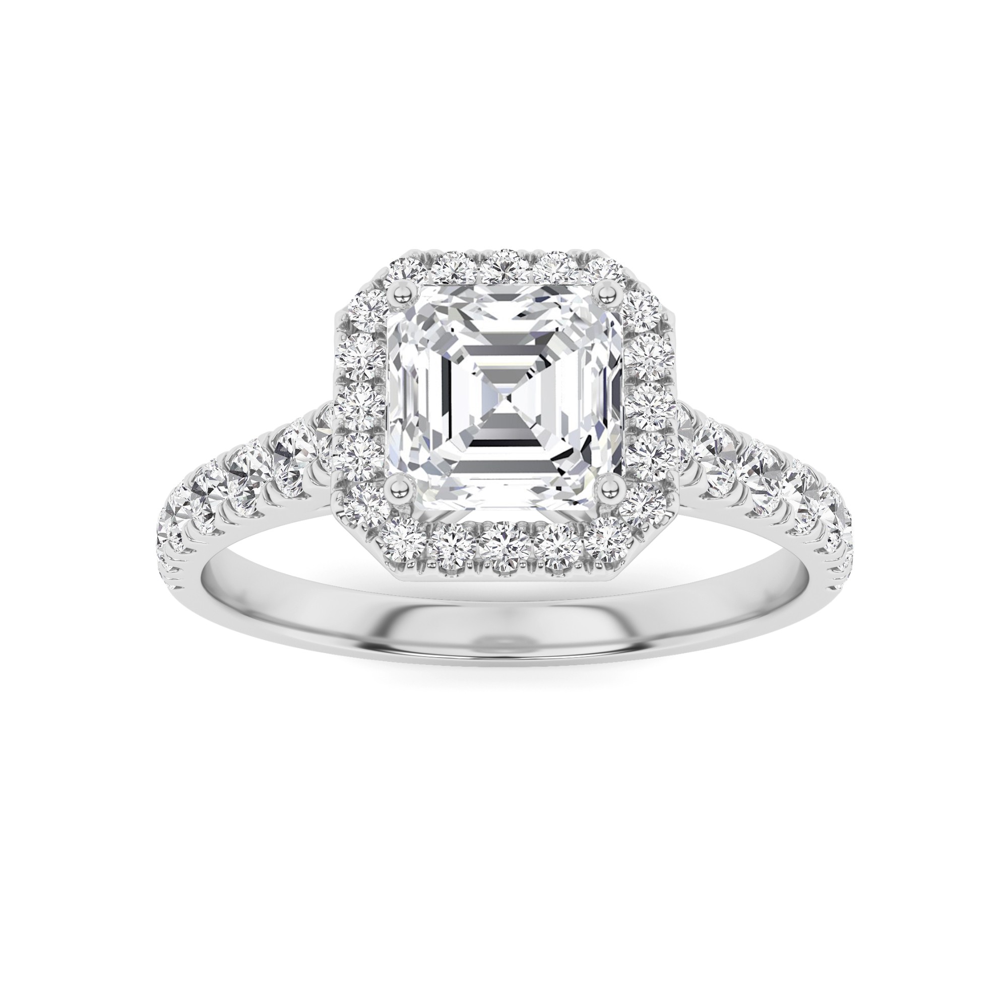 Everlasting Asscher Cut  Diamond Halo  Engagment Ring in 9K Rose Gold