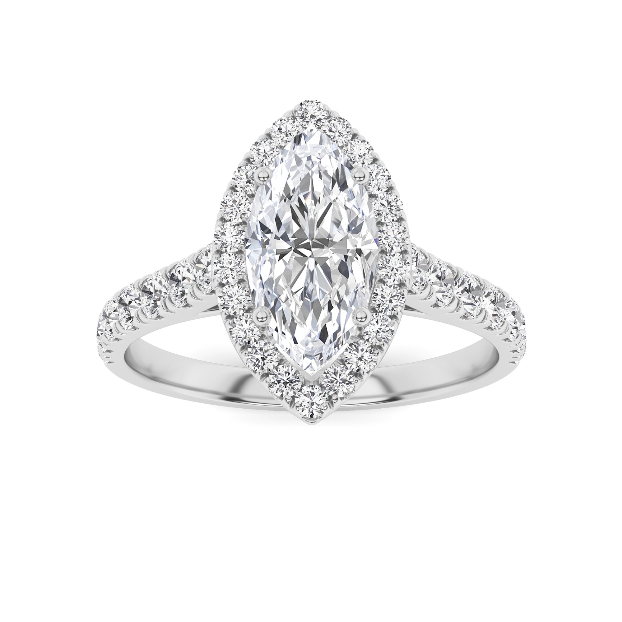 Everlasting Marquise Cut  Diamond Halo  Engagment Ring in 9K Rose Gold