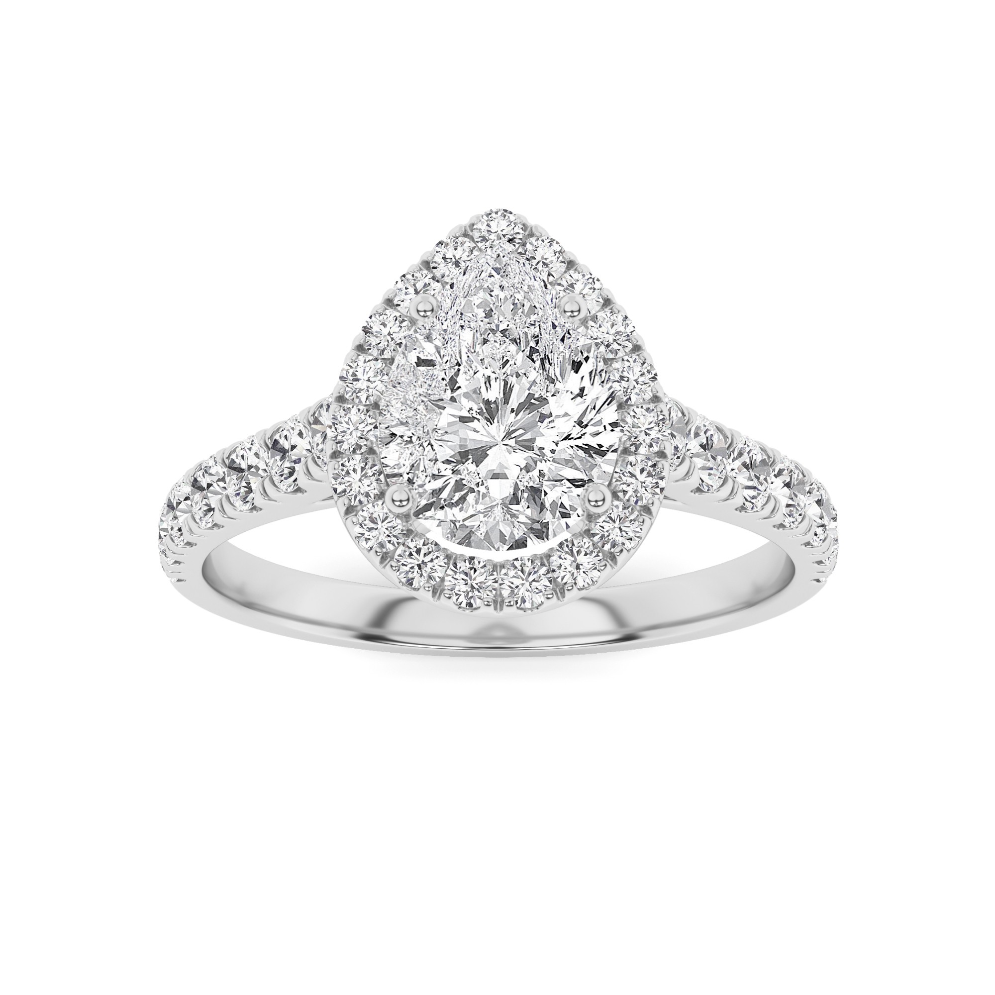 Everlasting Pear Cut  Diamond Halo  Engagment Ring in 9K Rose Gold