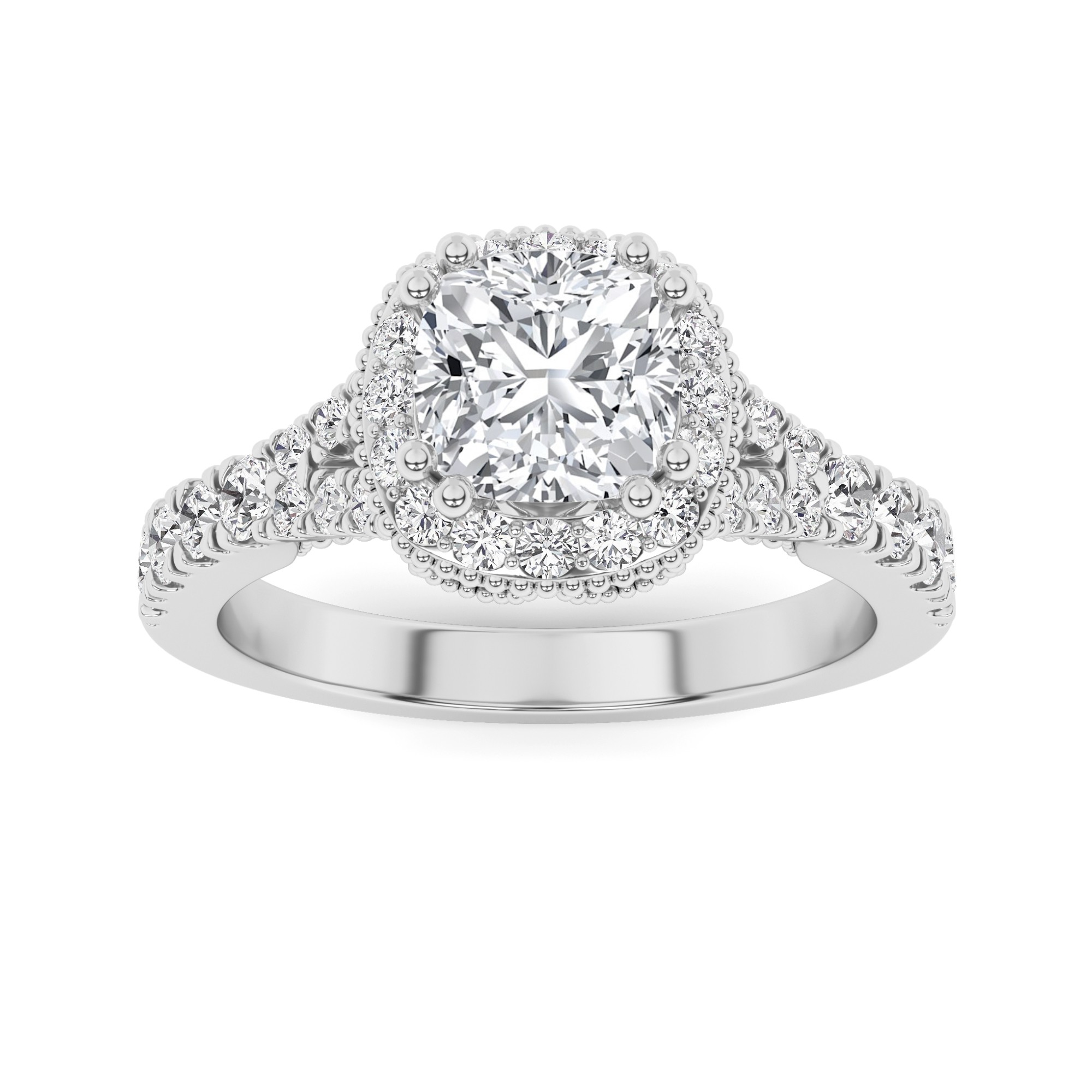 Opulent Cushion Shape Halo Diamond Engagment Ring in 9K Yellow Gold