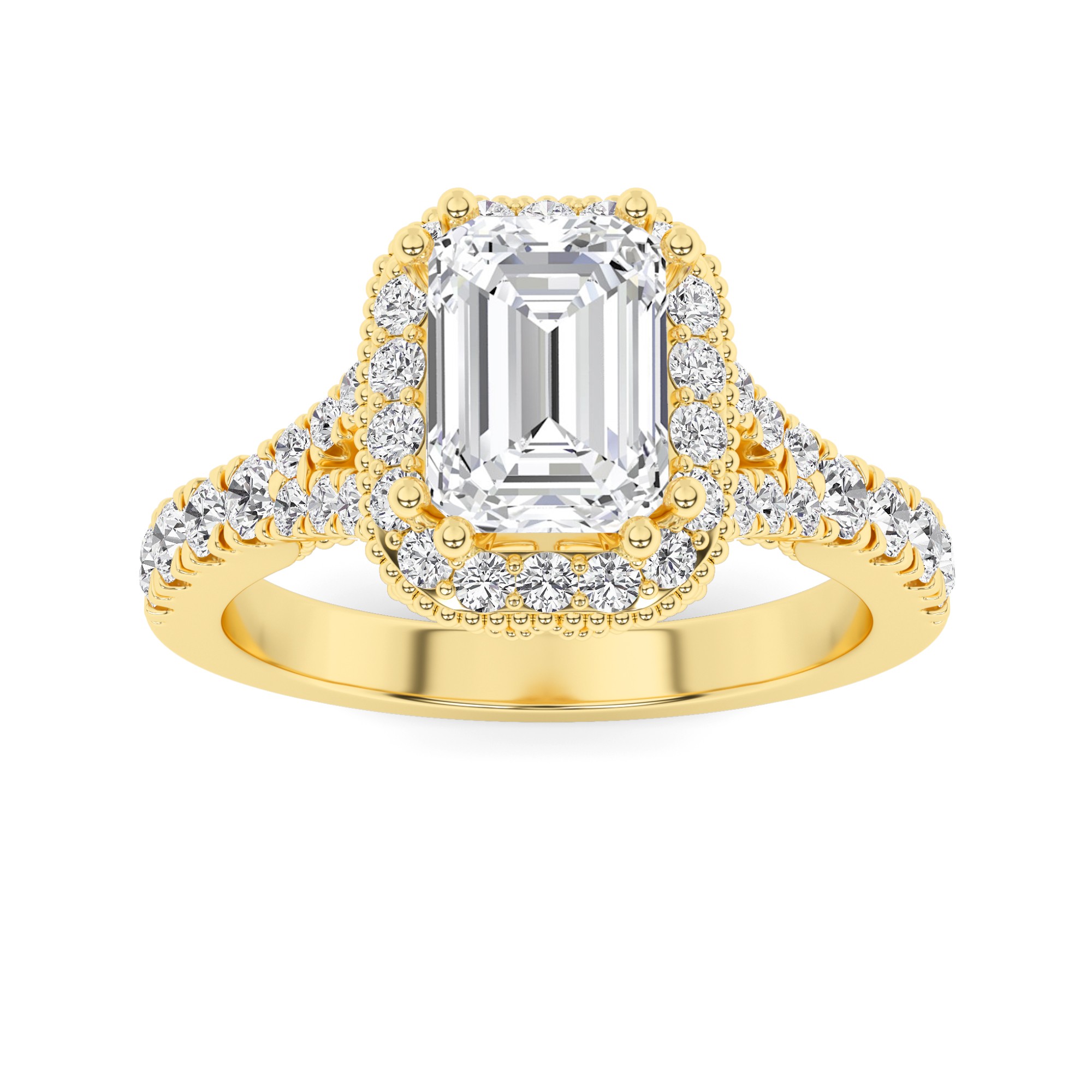 Opulent Cushion Shape Halo Diamond Engagment Ring in 9K Yellow Gold