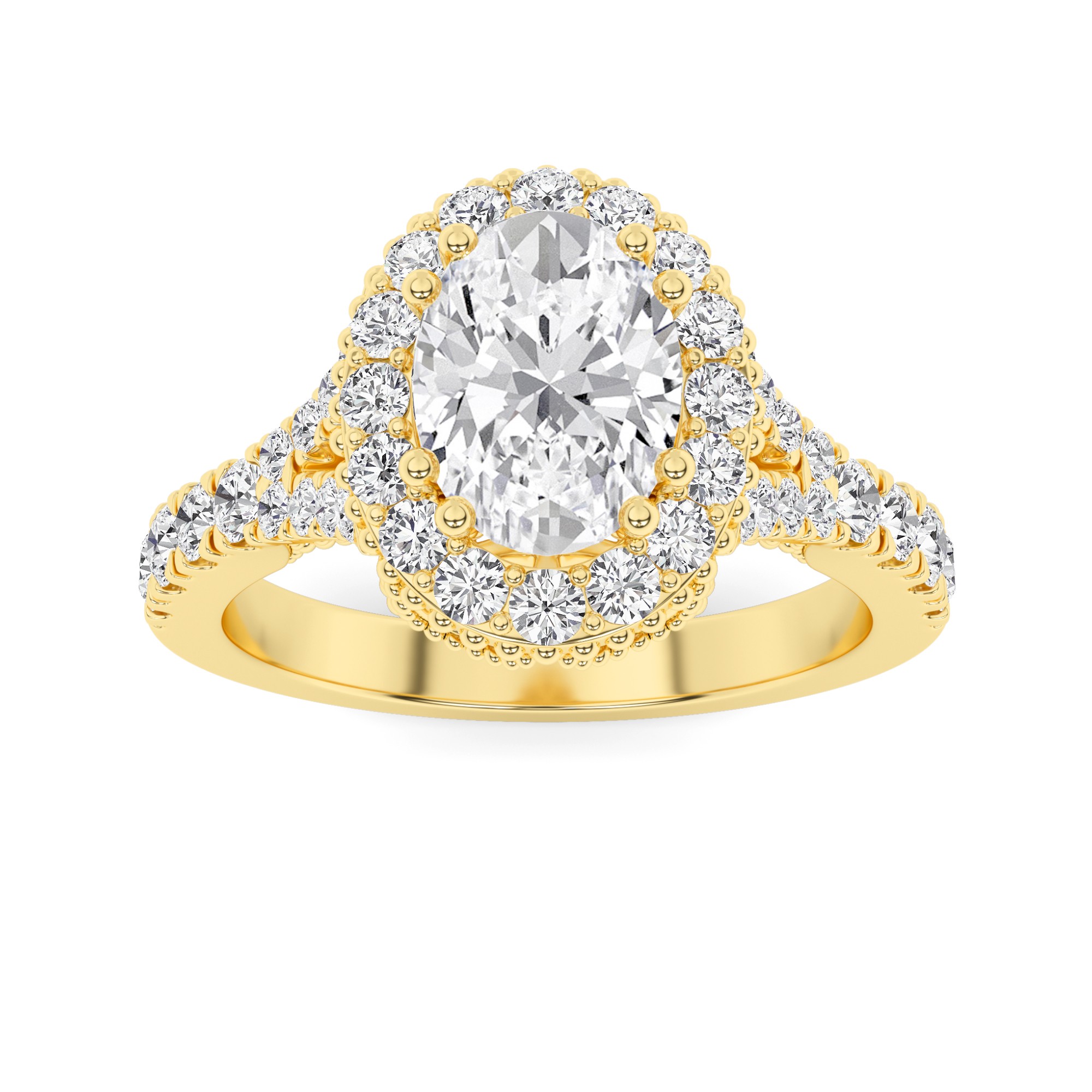 Opulent Cushion Shape Halo Diamond Engagment Ring in 9K Yellow Gold