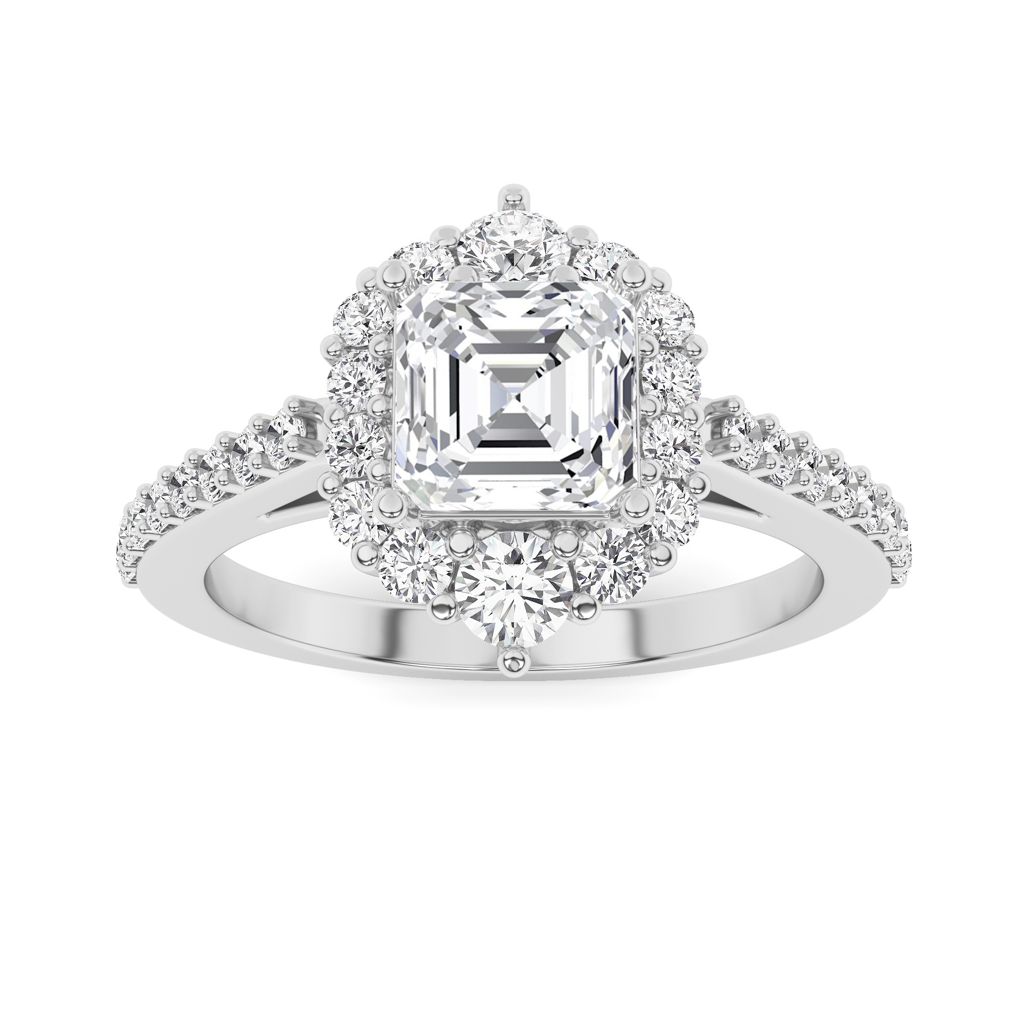 Vintage Round Side Stone Diamond Engagment Ring in 9K White Gold