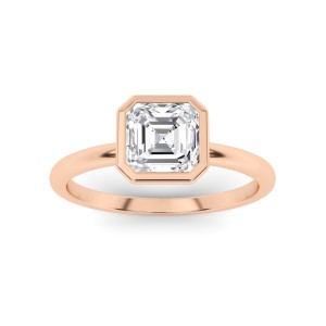 Trendy Bezel Set Round Solitaire Diamond Engagment Ring in 9K Rose Gold