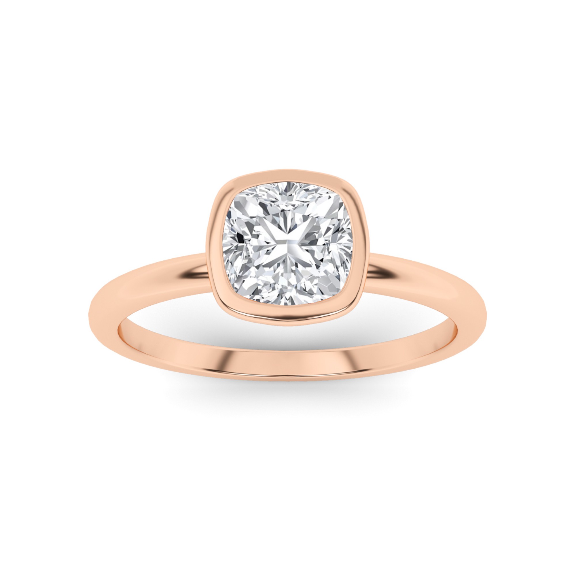 Trendy Bezel Set Round Solitaire Diamond Engagment Ring in 9K Rose Gold