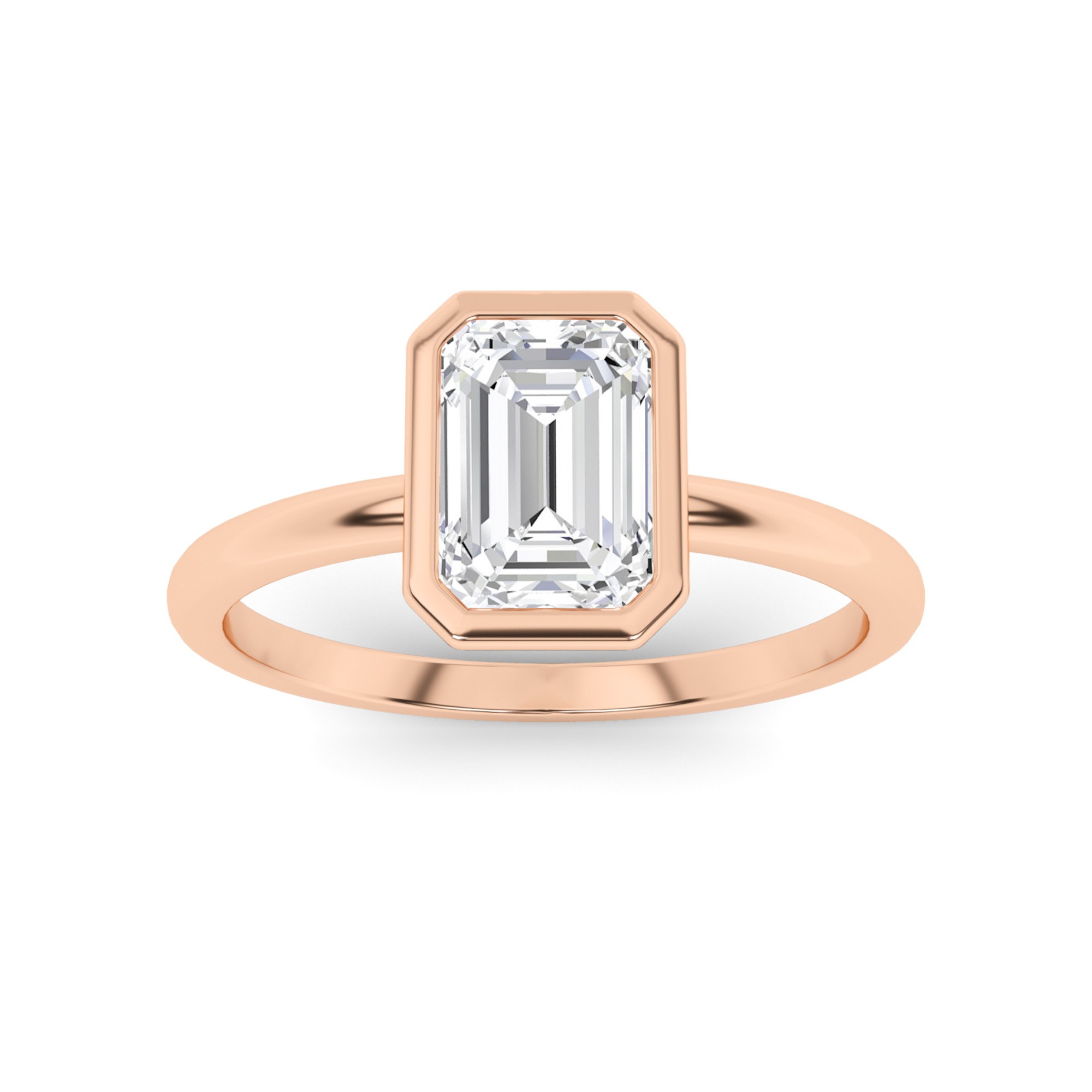 Trendy Bezel Set Round Solitaire Diamond Engagment Ring in 9K Rose Gold