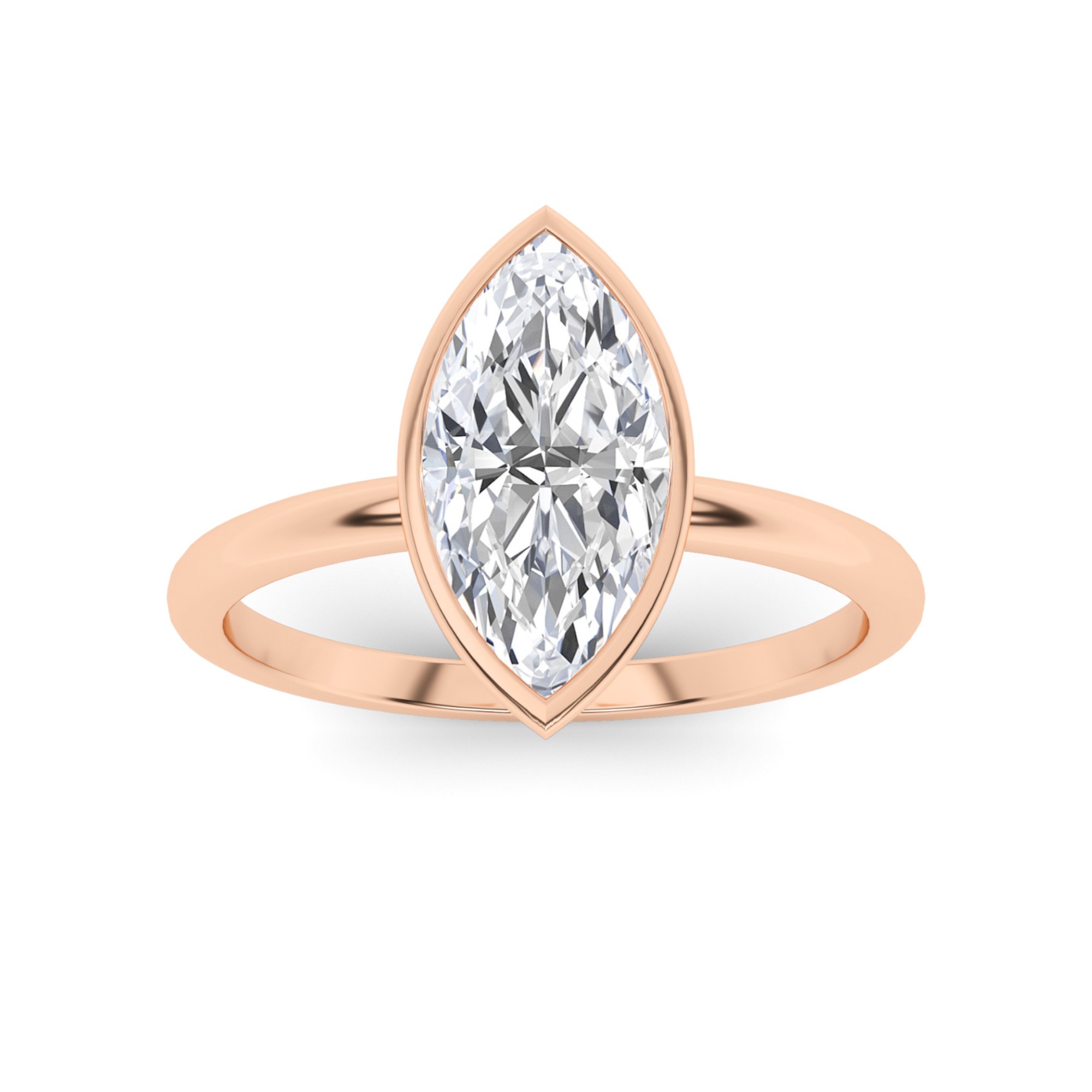 Trendy Bezel Set Round Solitaire Diamond Engagment Ring in 9K Rose Gold
