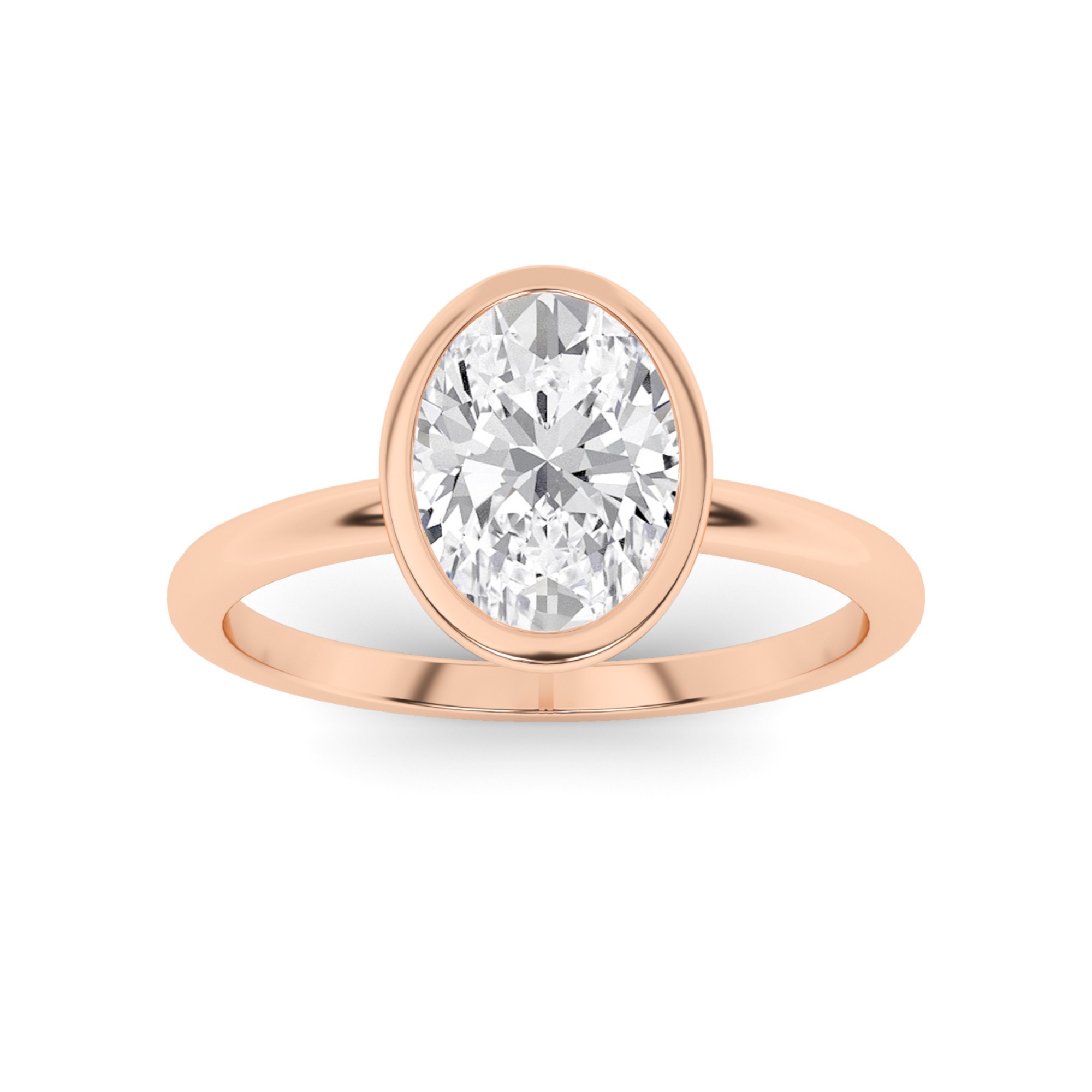 Trendy Bezel Set Round Solitaire Diamond Engagment Ring in 9K Rose Gold