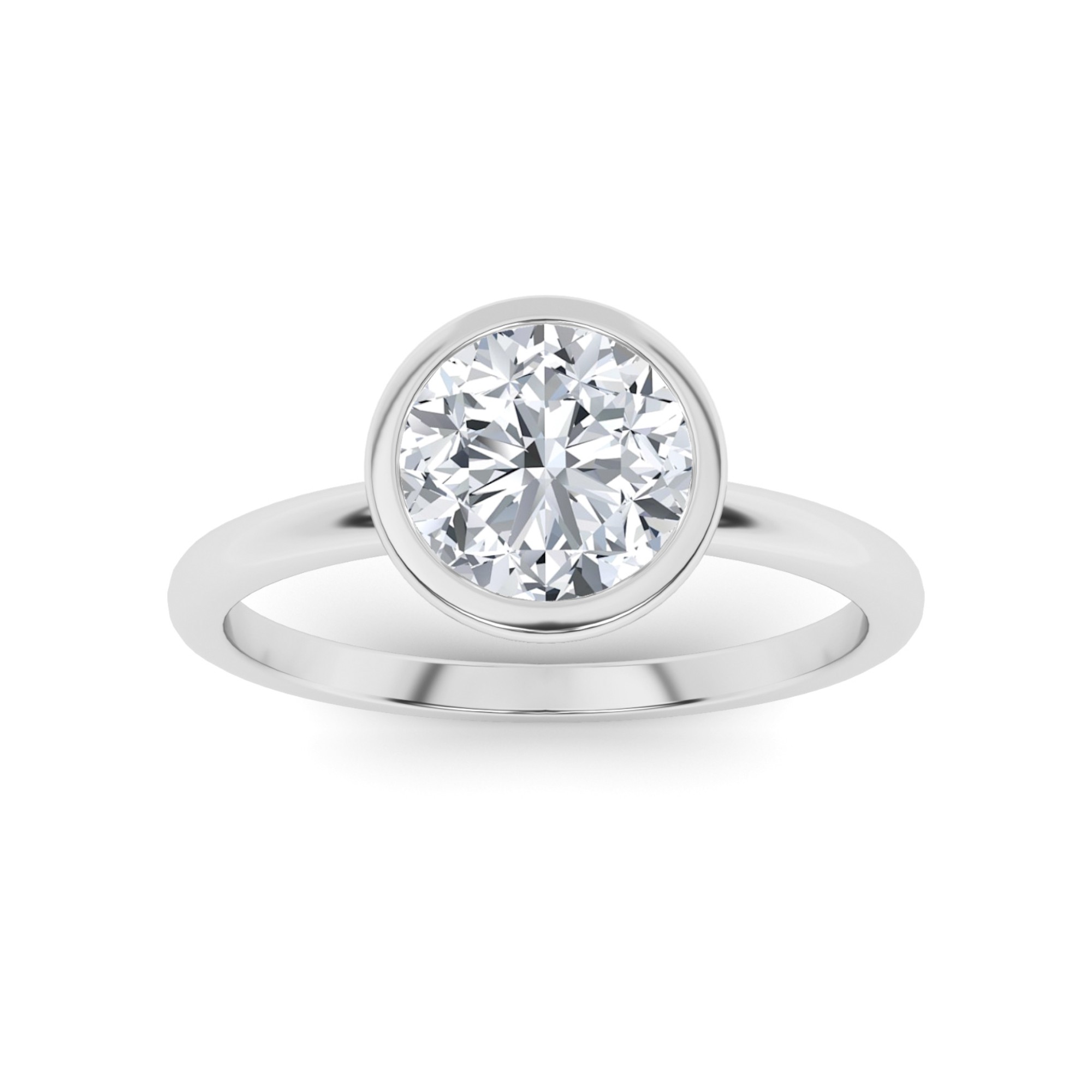 Trendy Bezel Set Round Solitaire Diamond Engagment Ring in 9K Rose Gold