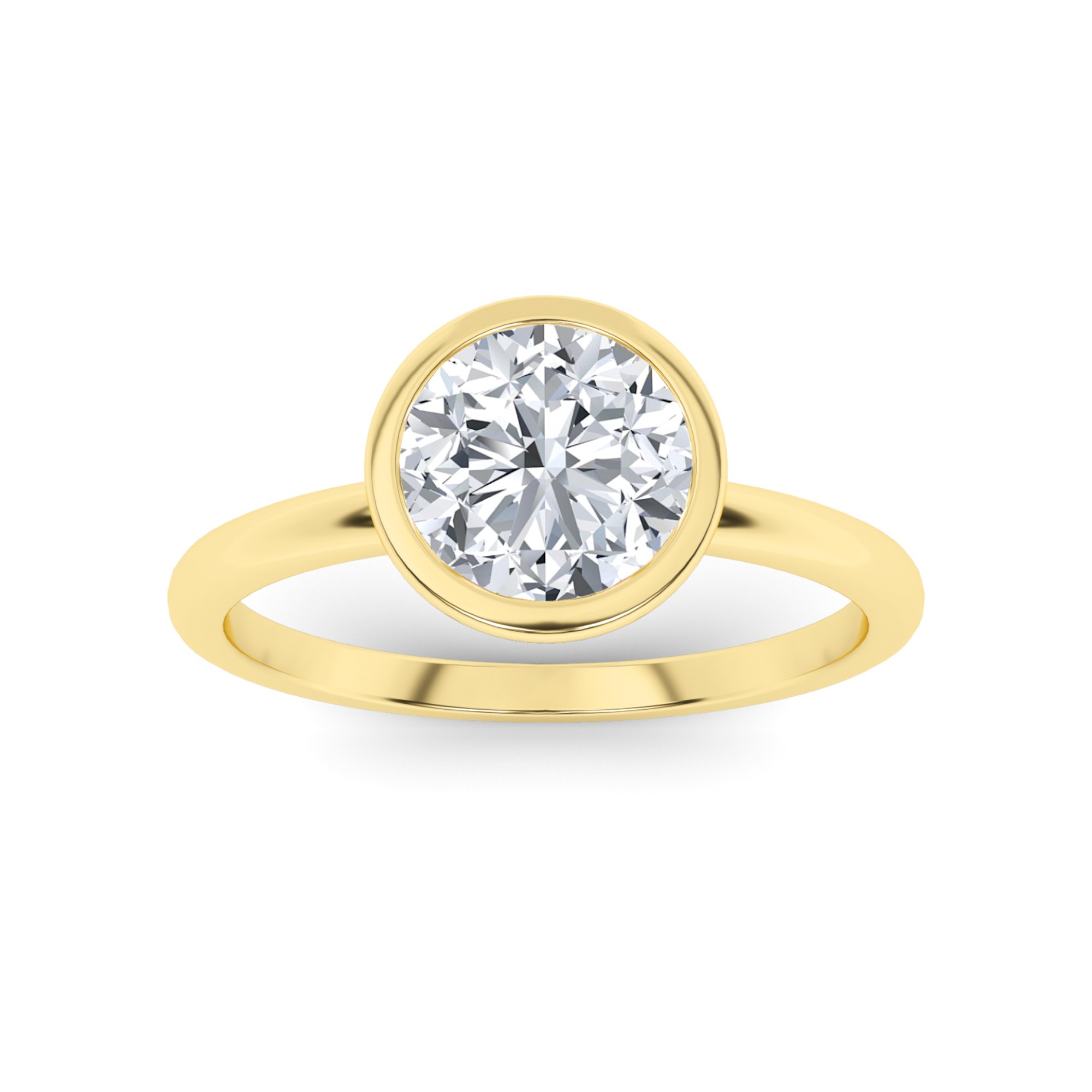 Trendy Bezel Set Round Solitaire Diamond Engagment Ring in 9K Rose Gold