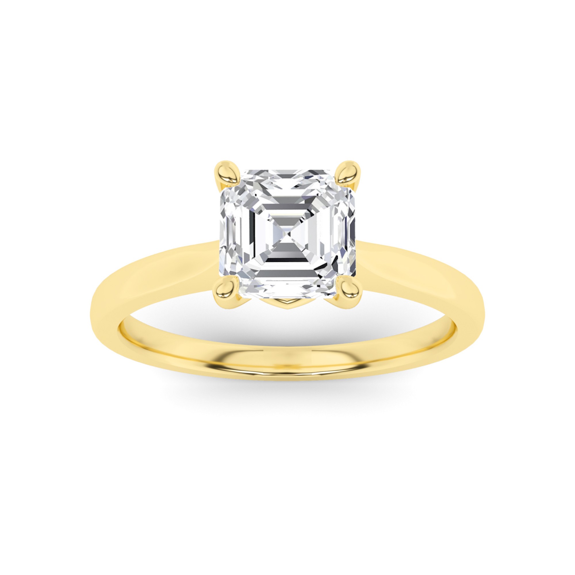 Comfort Fit  4 Prong Round Solitaire Diamond Engagment Ring in 9K Yellow Gold