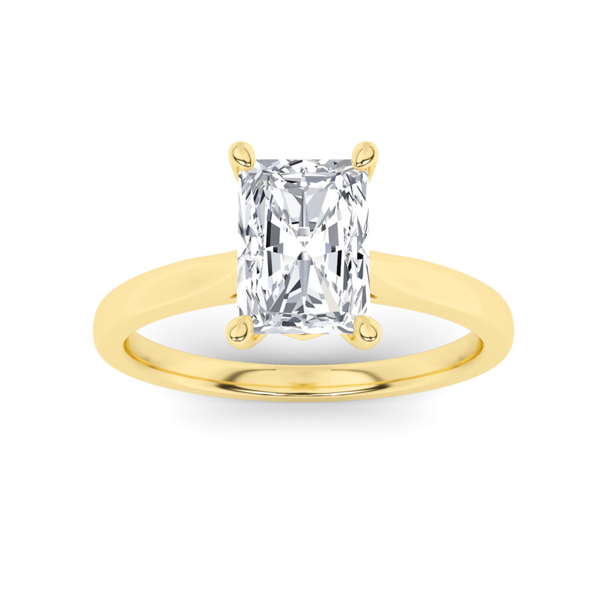Comfort Fit  Prong Set Radiant Solitaire Diamond Engagment Ring in 9K Yellow Gold