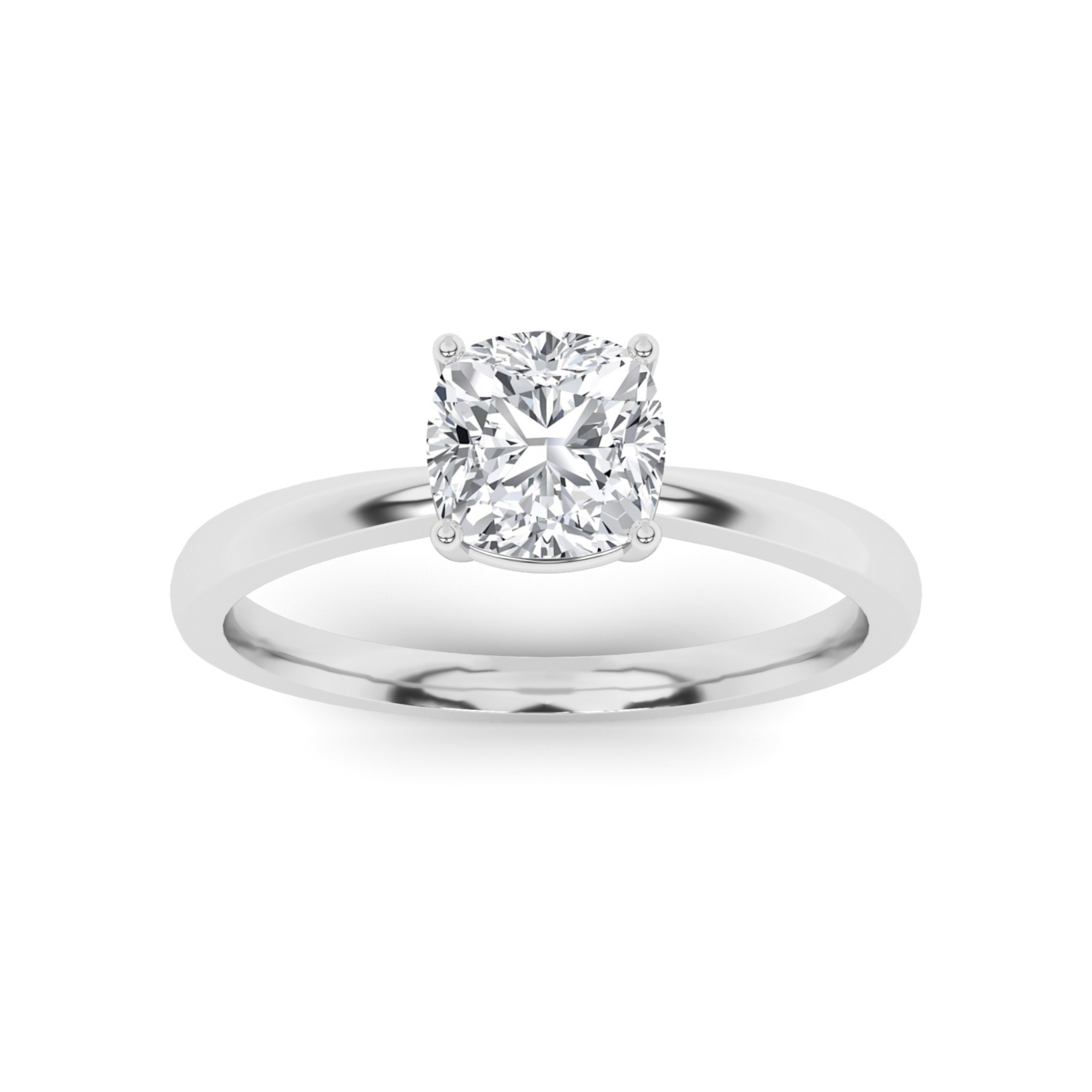 Classic Basket Set 4 Prong Emerald Cut Solitaire Diamond Engagment Ring in 9K White Gold